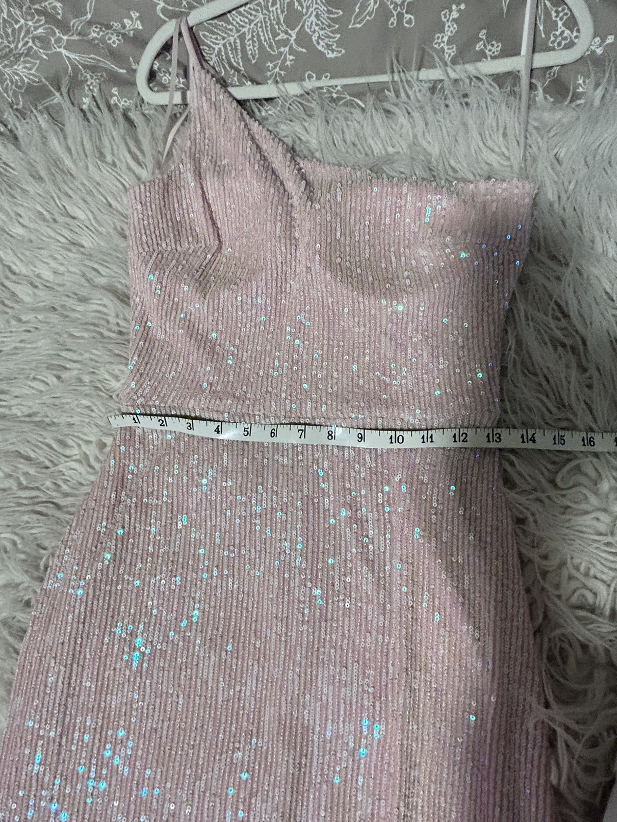 Aqua pink sequin one shoulder slit formal Size 8 NWT NEW $268