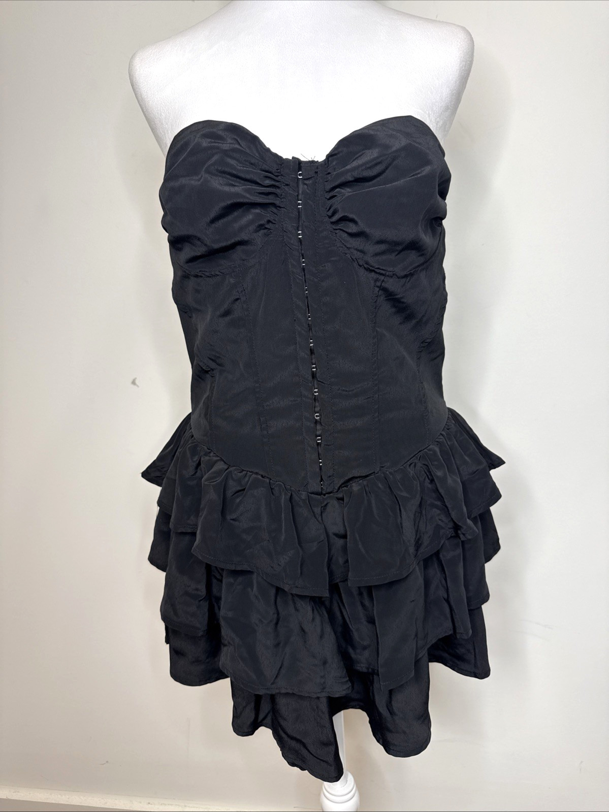 NEW Gothic Strapless Corset Ruffle Layered Mini Dress Babydoll Dark Fairy ALT L