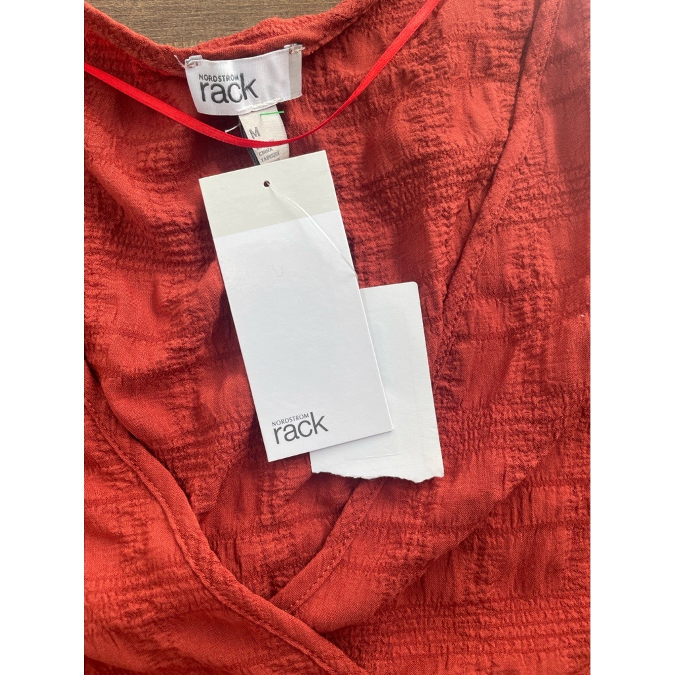 Nordstrom Rack Red Textured Short Sleeve Top Size Medium