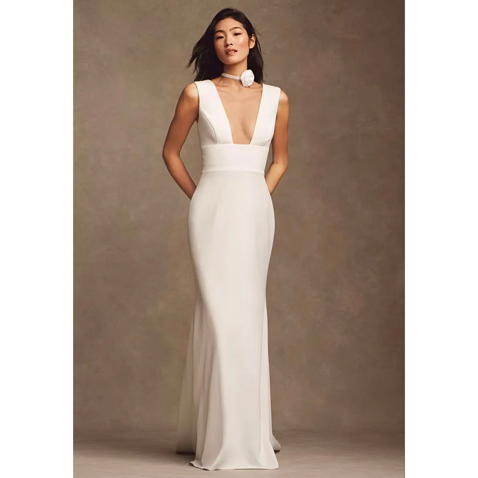 Wtoo by Watters Chloe Plunge V Neck Wedding Dress Size 14 Minimalist Bridal Gown