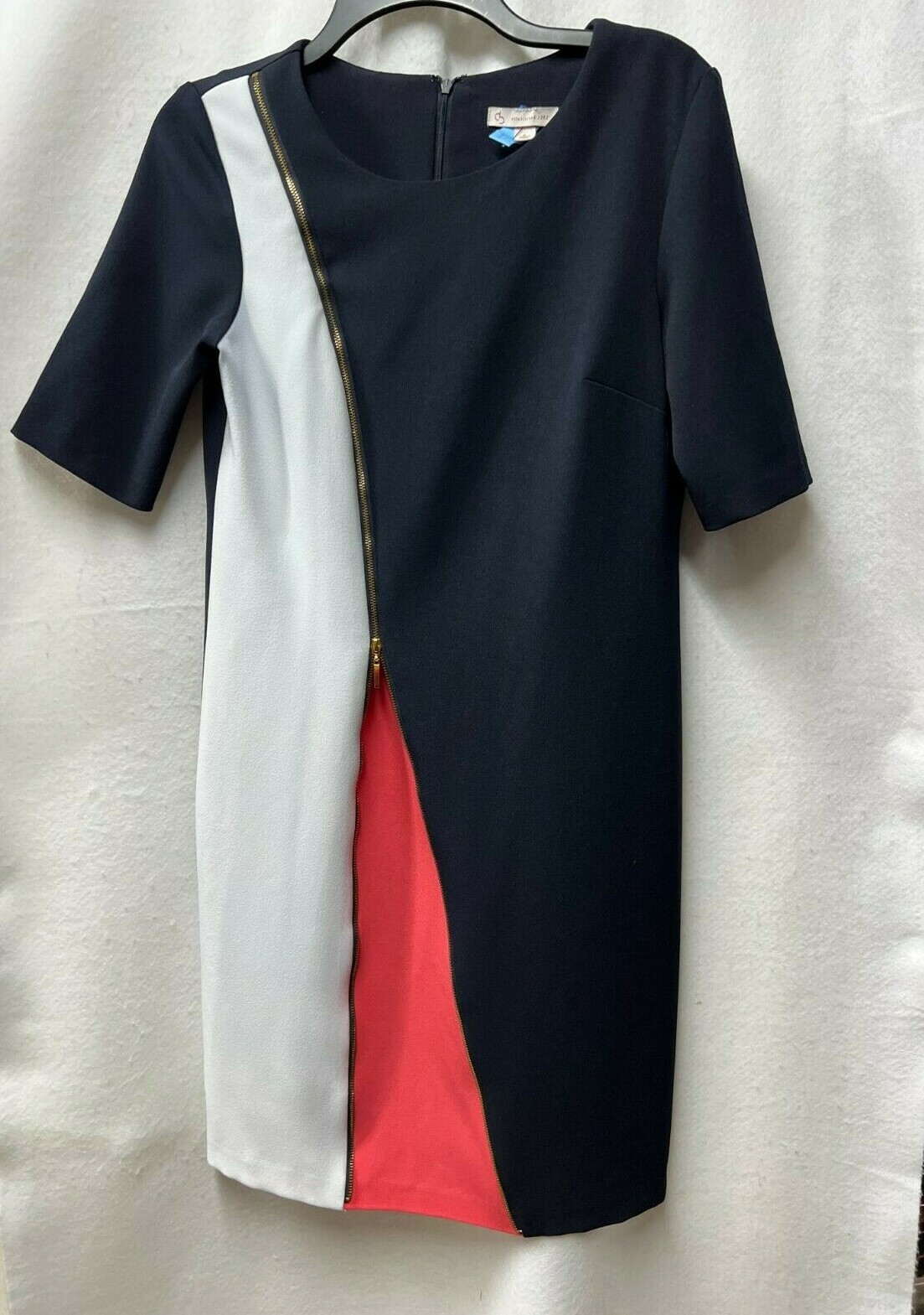 db Established 1962 Blue Coral White Zip Short Sleeve DRESS Women 8 FAST SHIP!