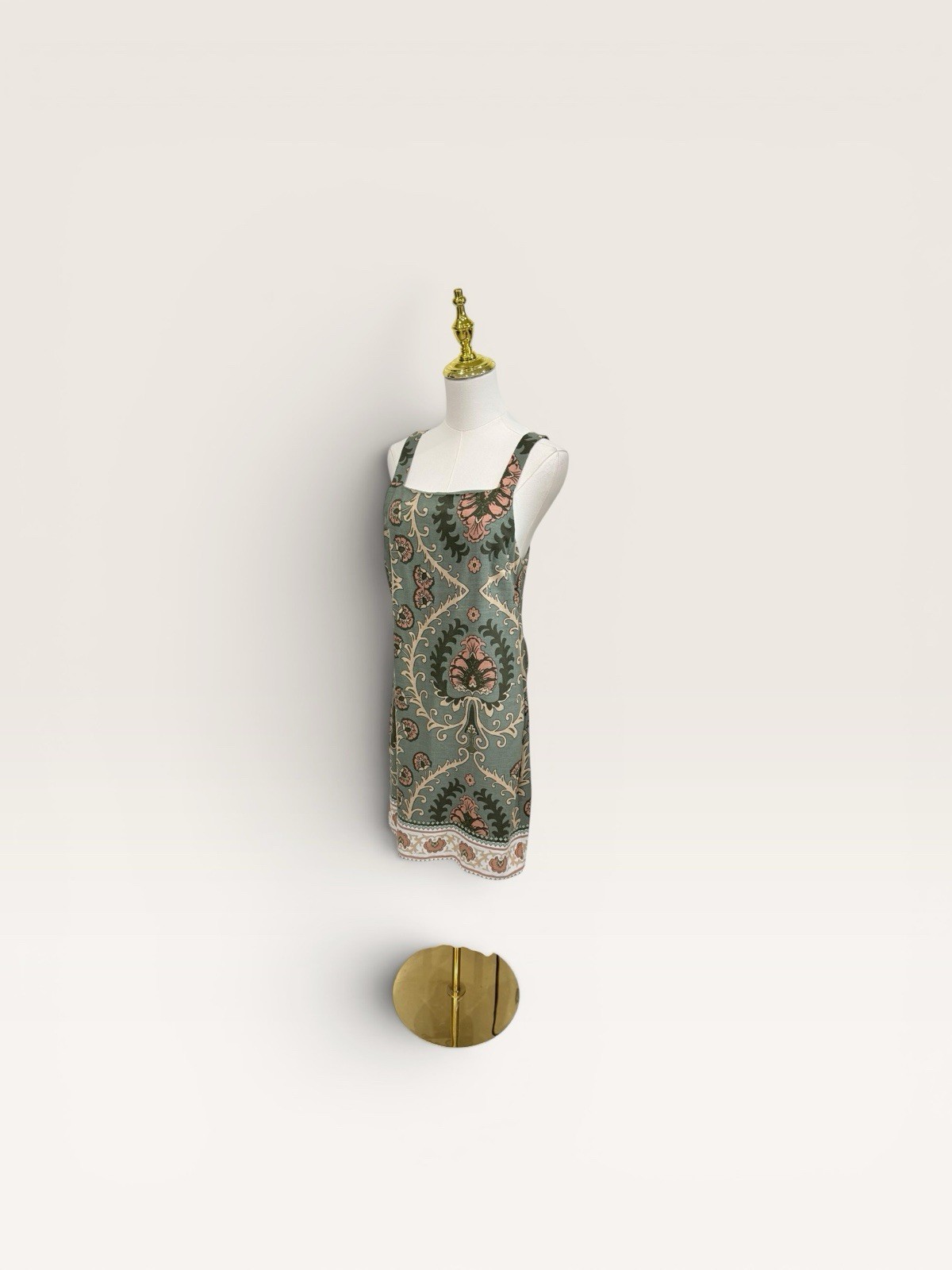 Sanctuary XS Sage Green Tapestry Pattern Sleeveless Linen Blend Shift Dress NWT