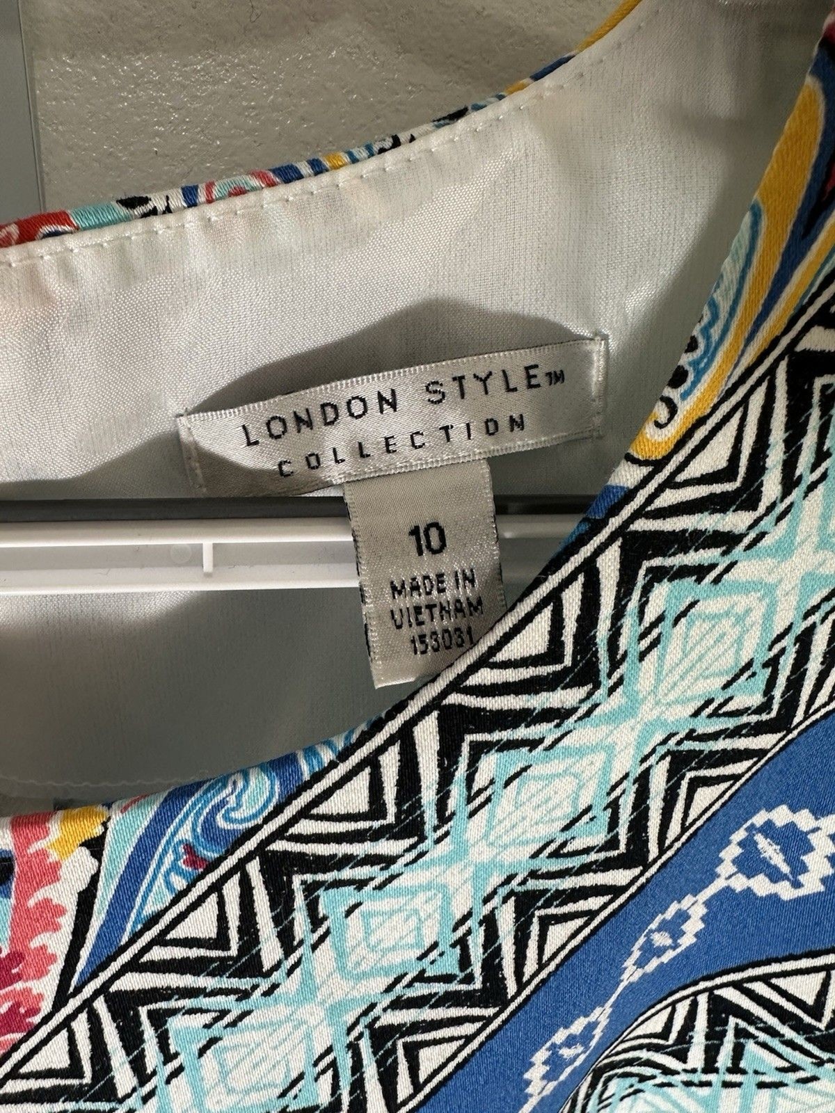 London Style Scarf Print Shift Dress Sleeveless Boho Medallion Cotton Size 10