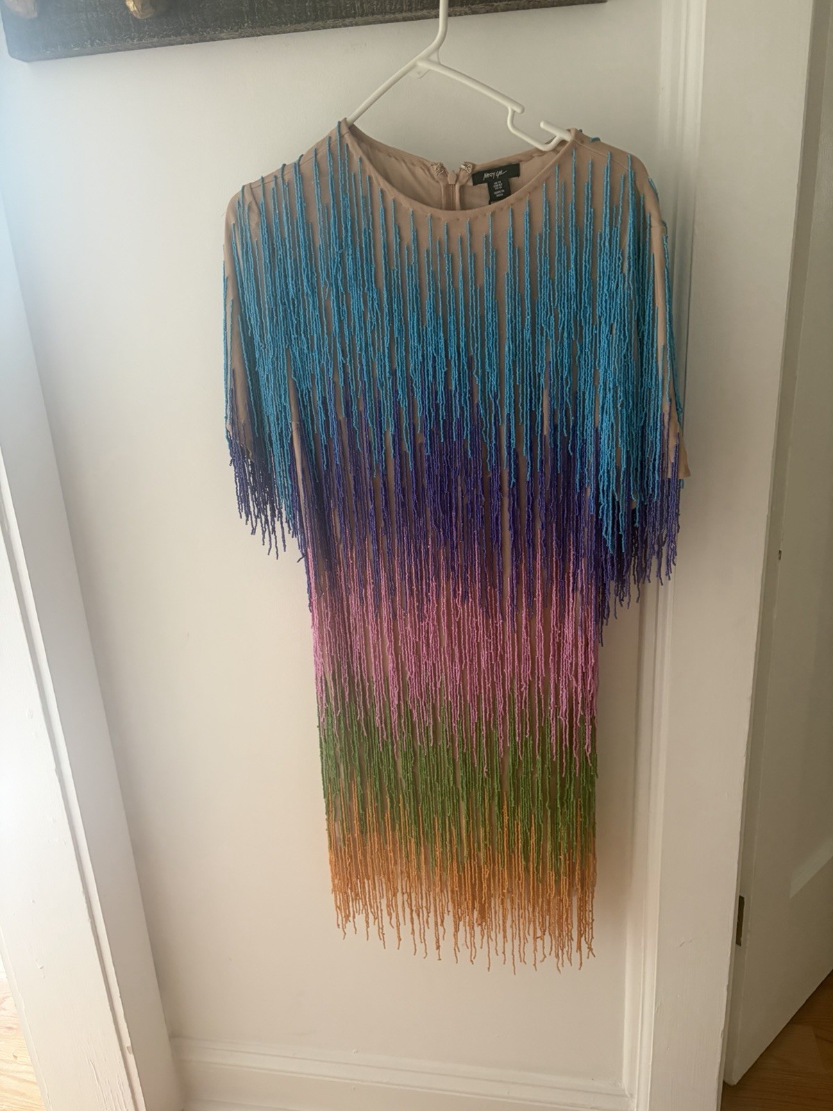 Brand New Nasty Gal Beaded Fringe Multi-Color Mini Dress SZ 10