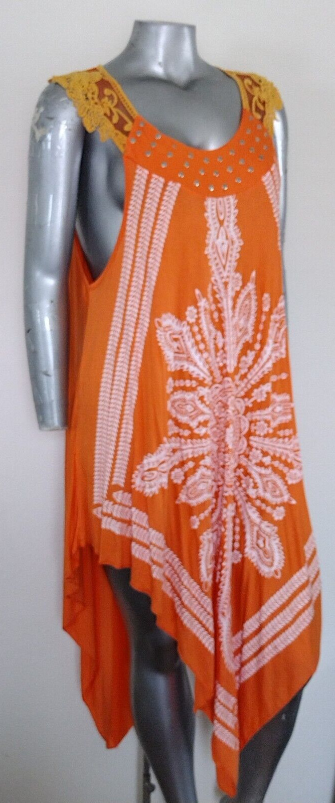 NWT Step in Style Asymmetrical Mandala Dress Size XXL Studded crochet Sleeveless