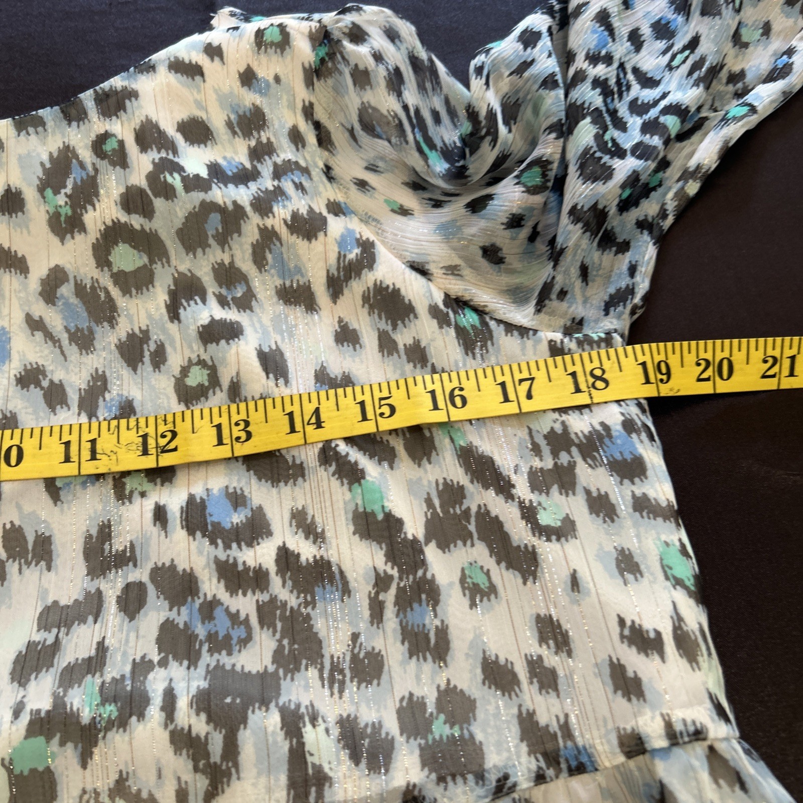 LOFT Animal Print Tiered Loose Fit Lightweight Lined Dress Long Sheer Sleeve MP