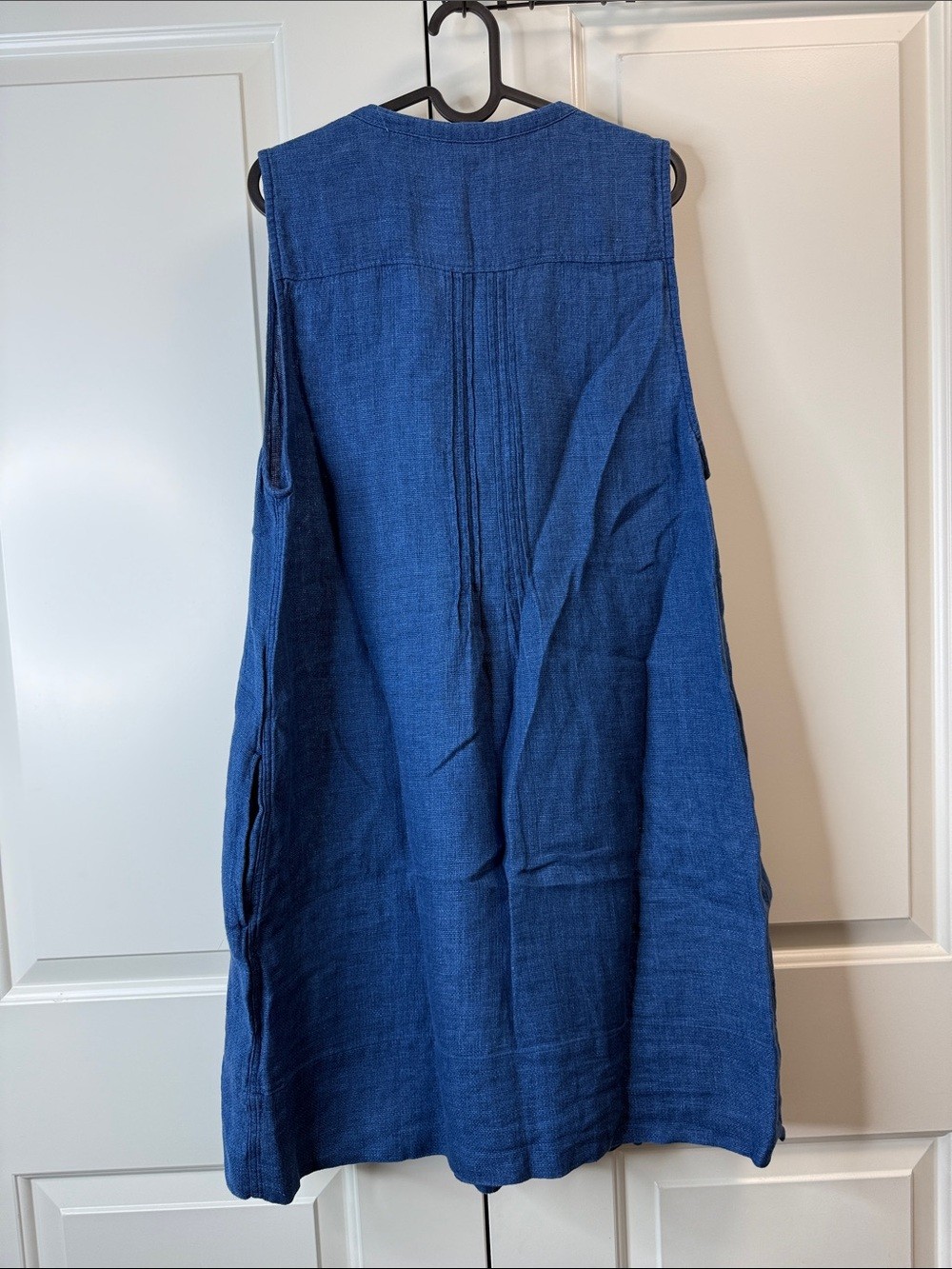 Faherty Isha Basketweave Dress XL Sleeveless Linen Indigo $168