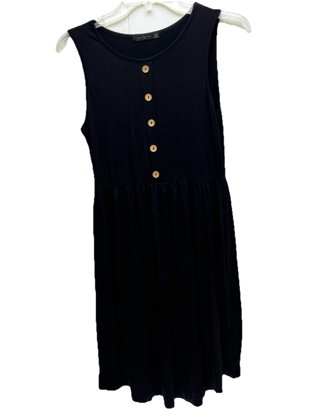 Womens Small Sleeveless Short Sundress Tank Rayon Knit Dress Button Detail EUC