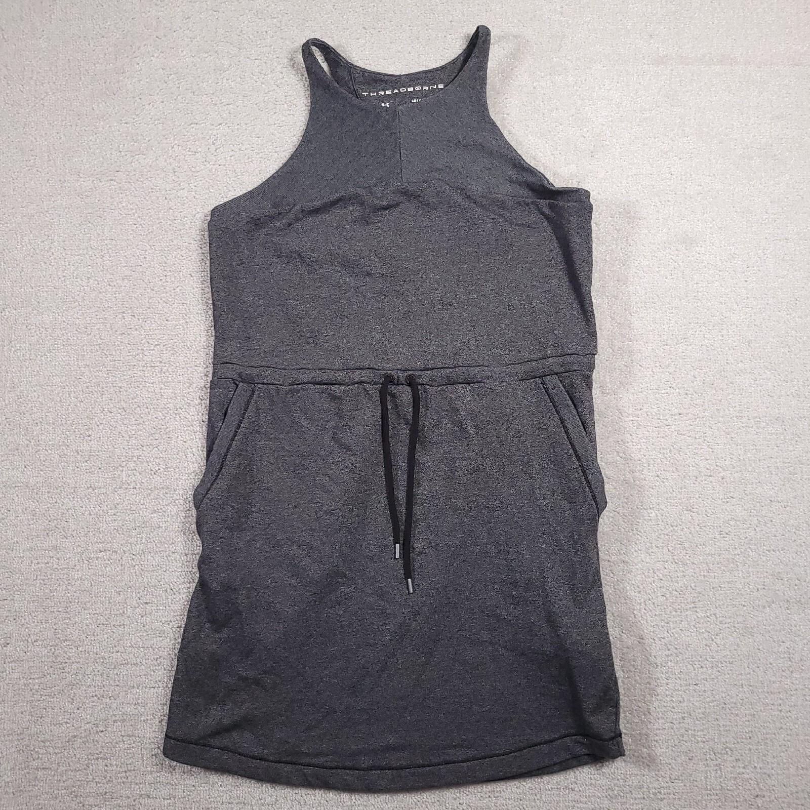 Under Armour Threadborne Shoreline Terry Dress Women’s Large Gray Pockets Cinch