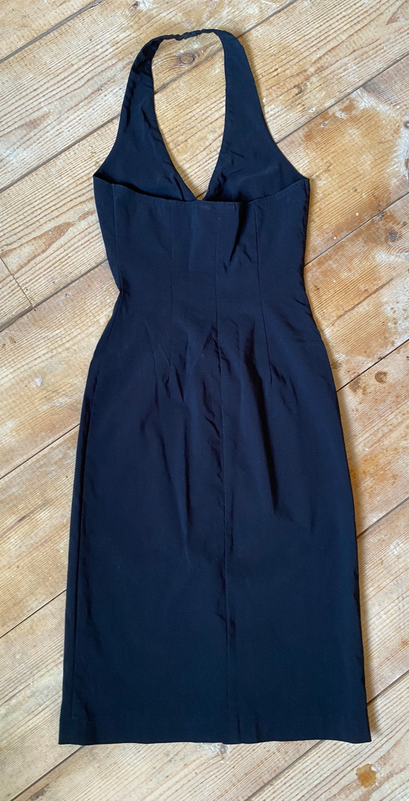 KIT Black Halterneck Bodycon Stretch Wiggle Dress. Size 8. Hook & Eye Fastening