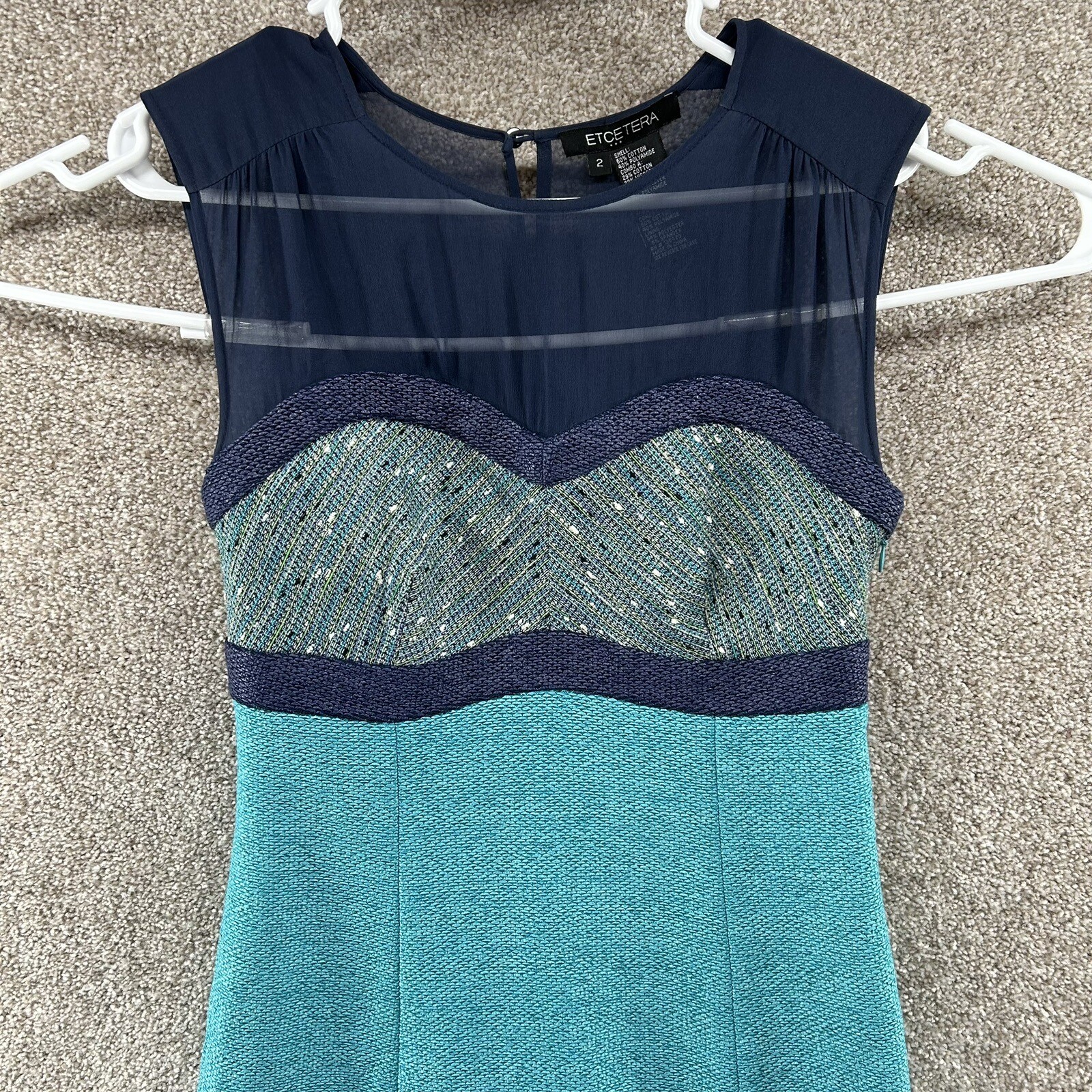 Ectetera Women’s Dress Size 2 Blue Semi Sheer Pullover