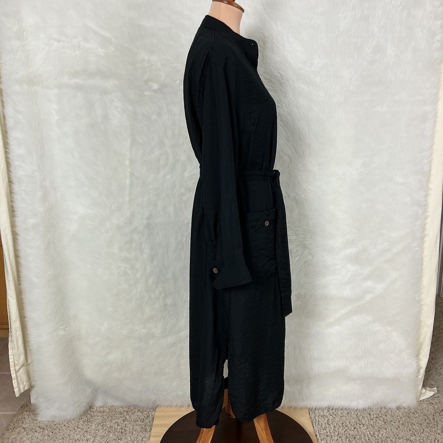 Vince Black Long Sleeve Belted Button Front Minimalist Shirtdress M