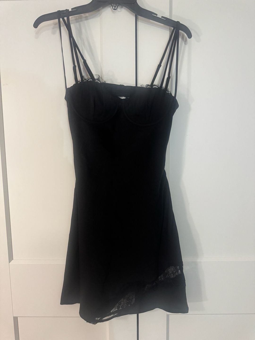 MESHKI Joslyn Satin Lace Slip Mini Dress Size S