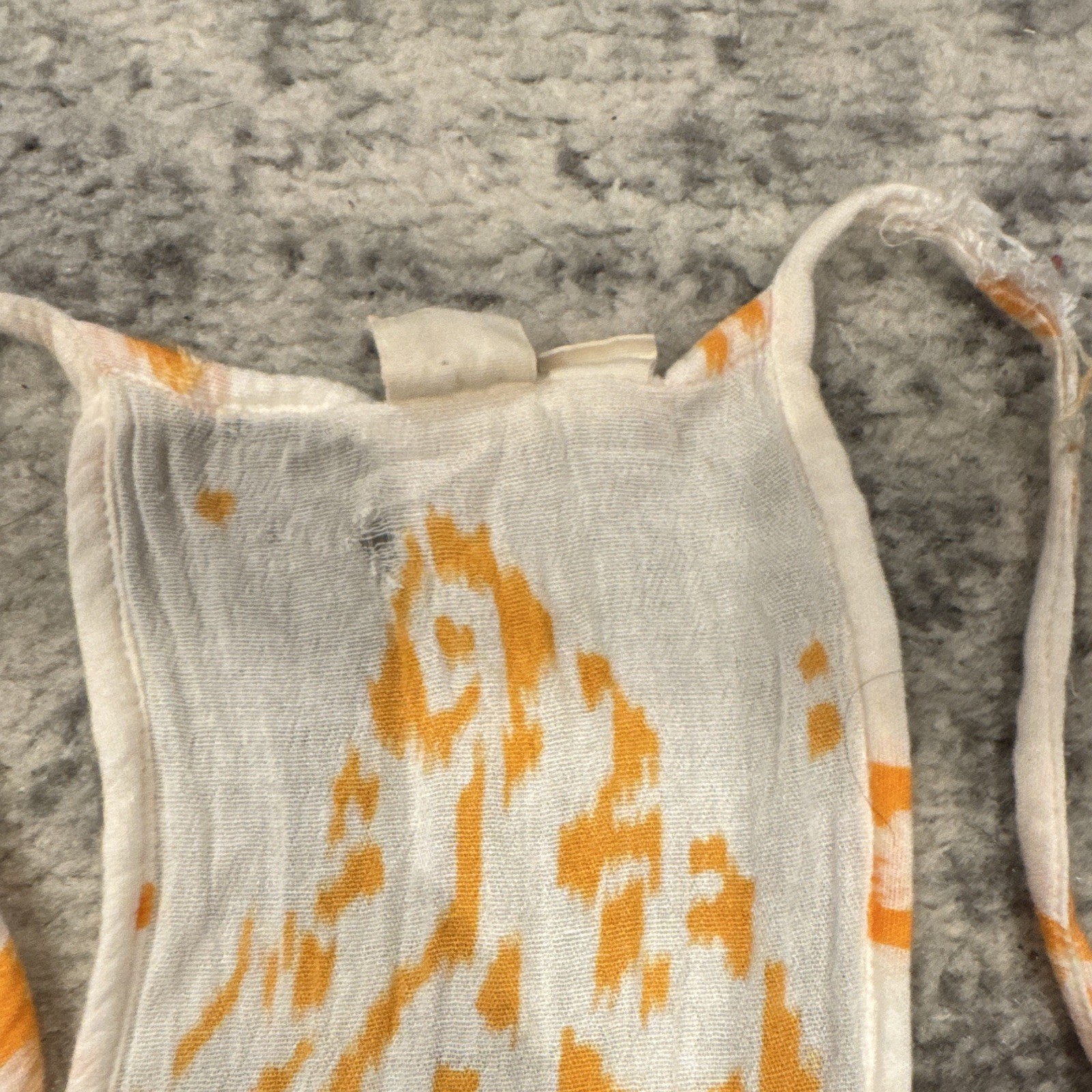 Lagaci White Orange Geometric Spaghetti Strap Ruffle Maxi Dress Rayon M