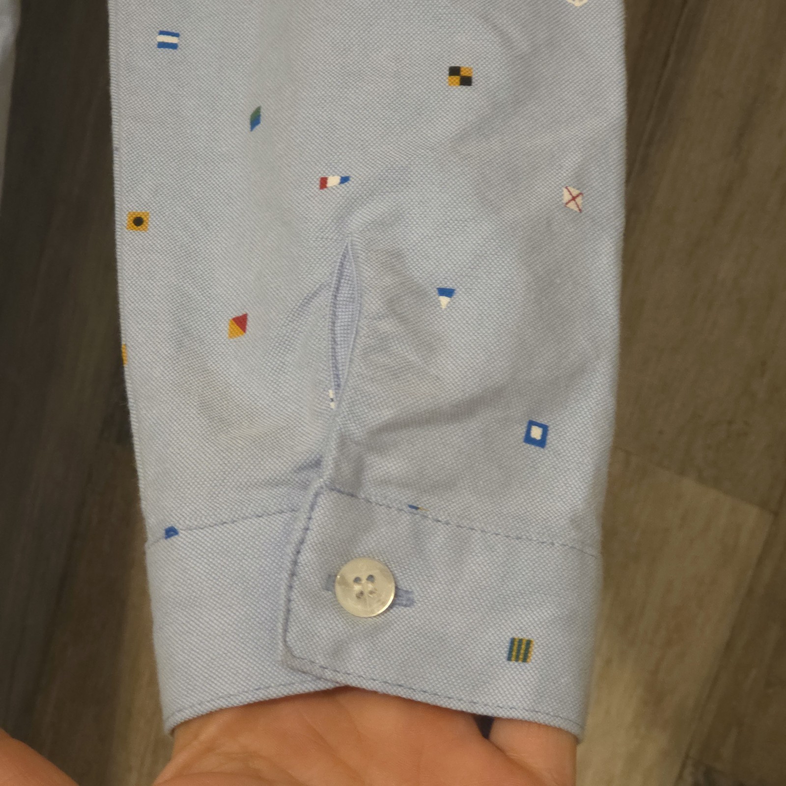 KJP Kiel James Patrick Seafari Mini Dess Button Up Size XS Blue Coastal No Belt