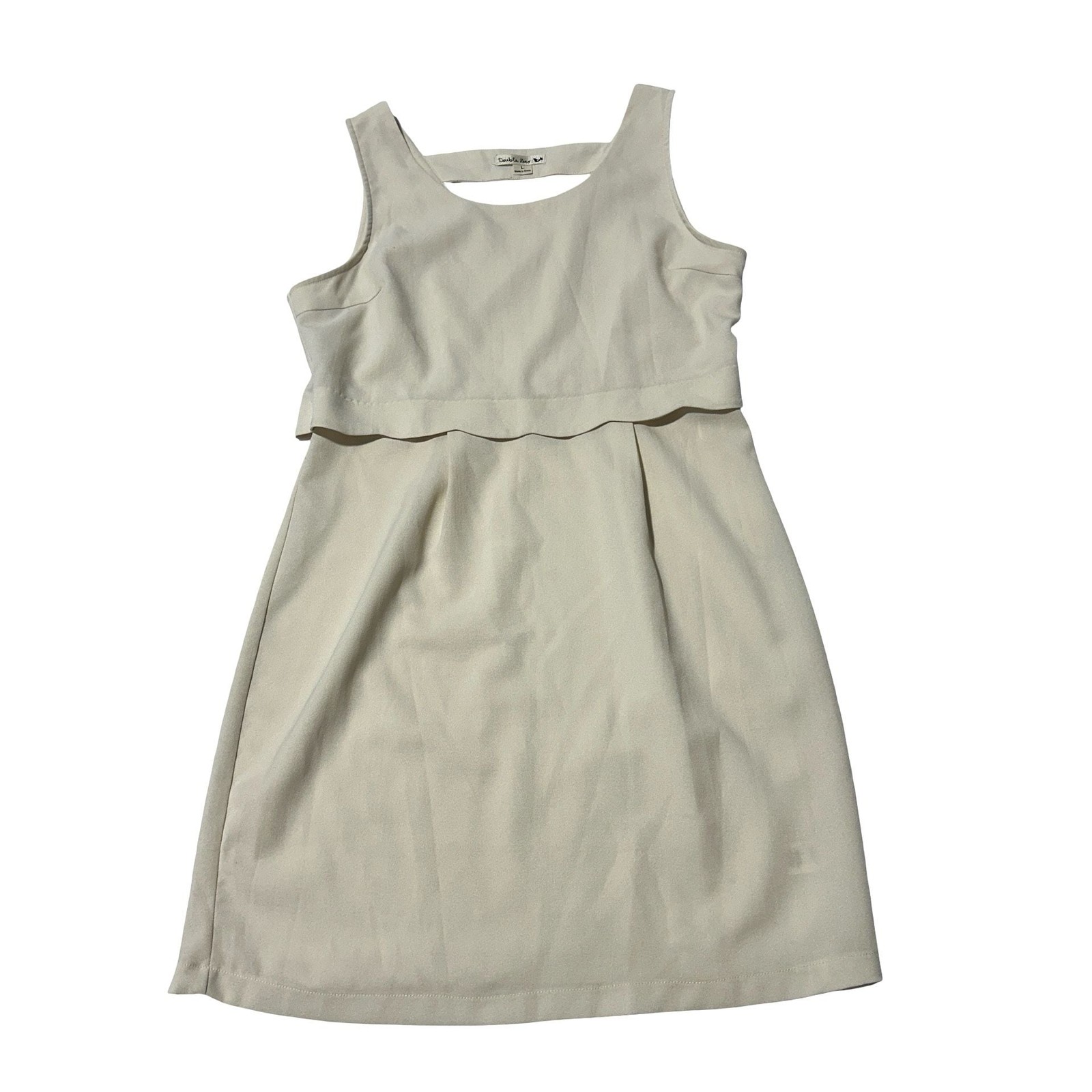 Double Zero Women’s Cream Sleeveless Scalloped Layer Shift Dress Size Large