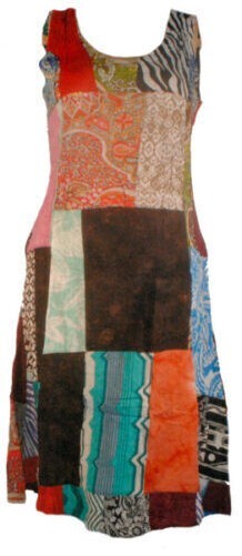 Fairtrade Patchwork Bright Travel Summer Dress 511 S M L XL 8 10 12 14 16