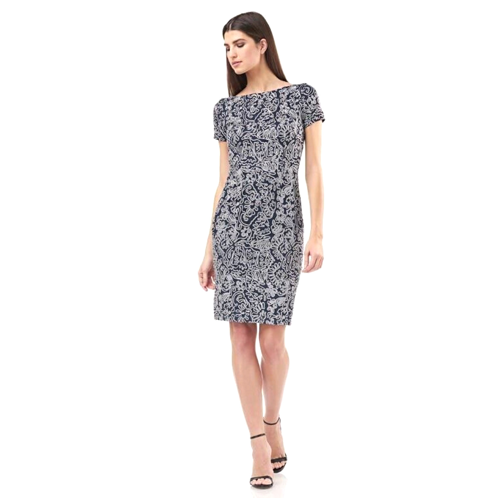 JS Collection Women’s Soutache Cocktail Dress in Navy/Silver Size 10