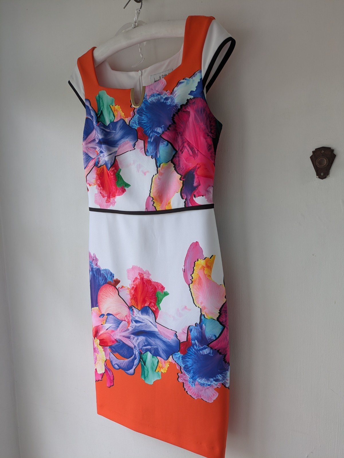 Joseph Ribkoff Multi Floral Mix Shift Dress With Stretch Cap Sleeve Size UK 12