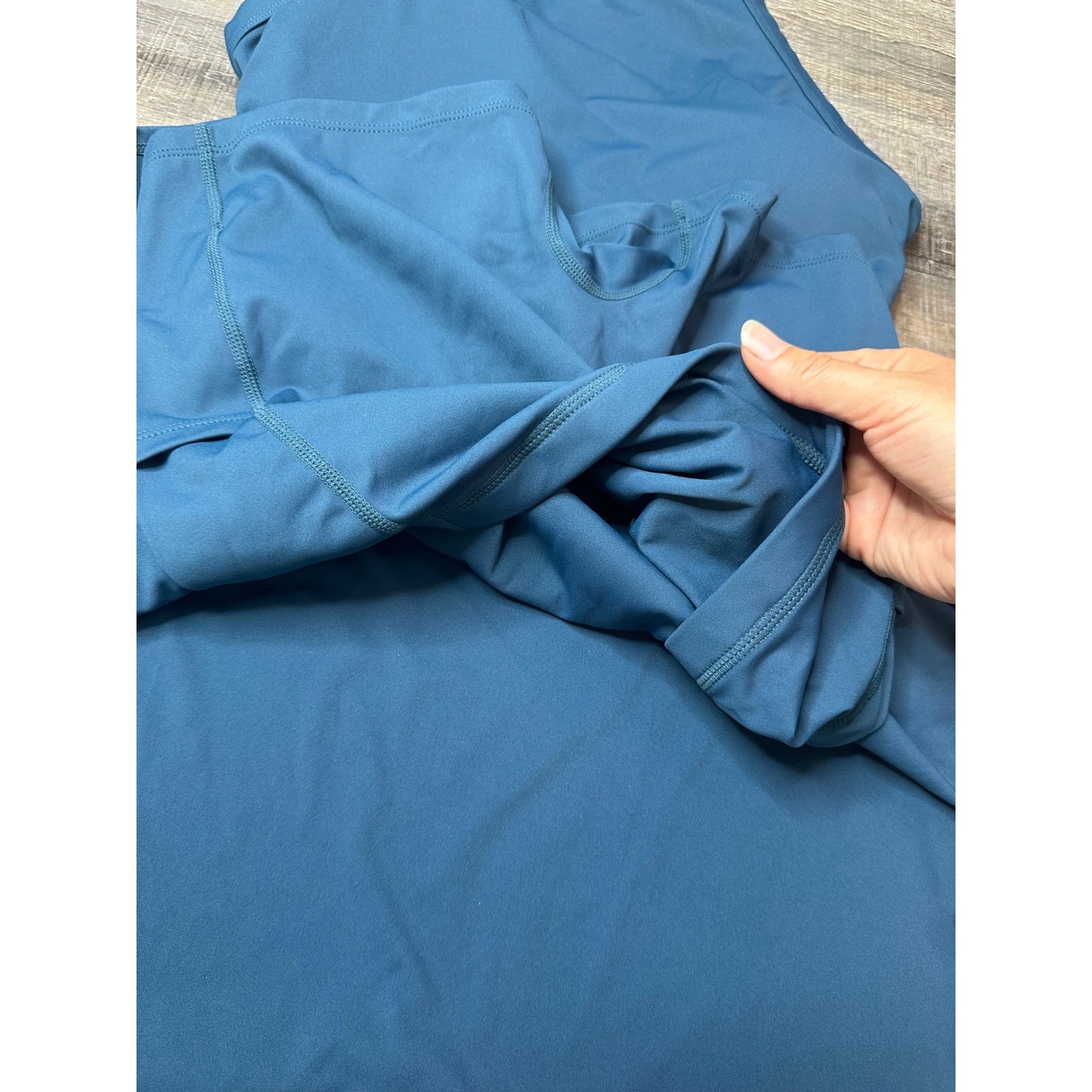 Halara Softlyzero Airy Exercise Dress Teal Blue Halter Twist Back Size M Long