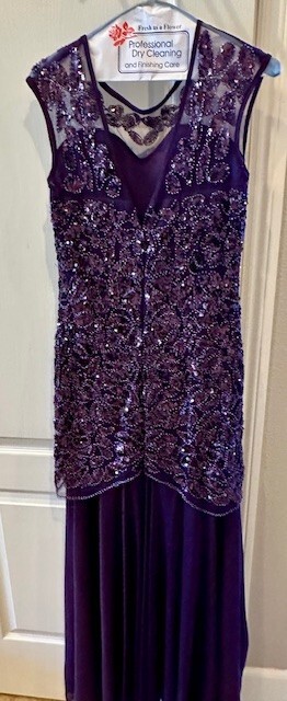 Pretty Guide 1920’s Dress Sequin Gatsby Inspired S Purple Trumpet Illusion Neck