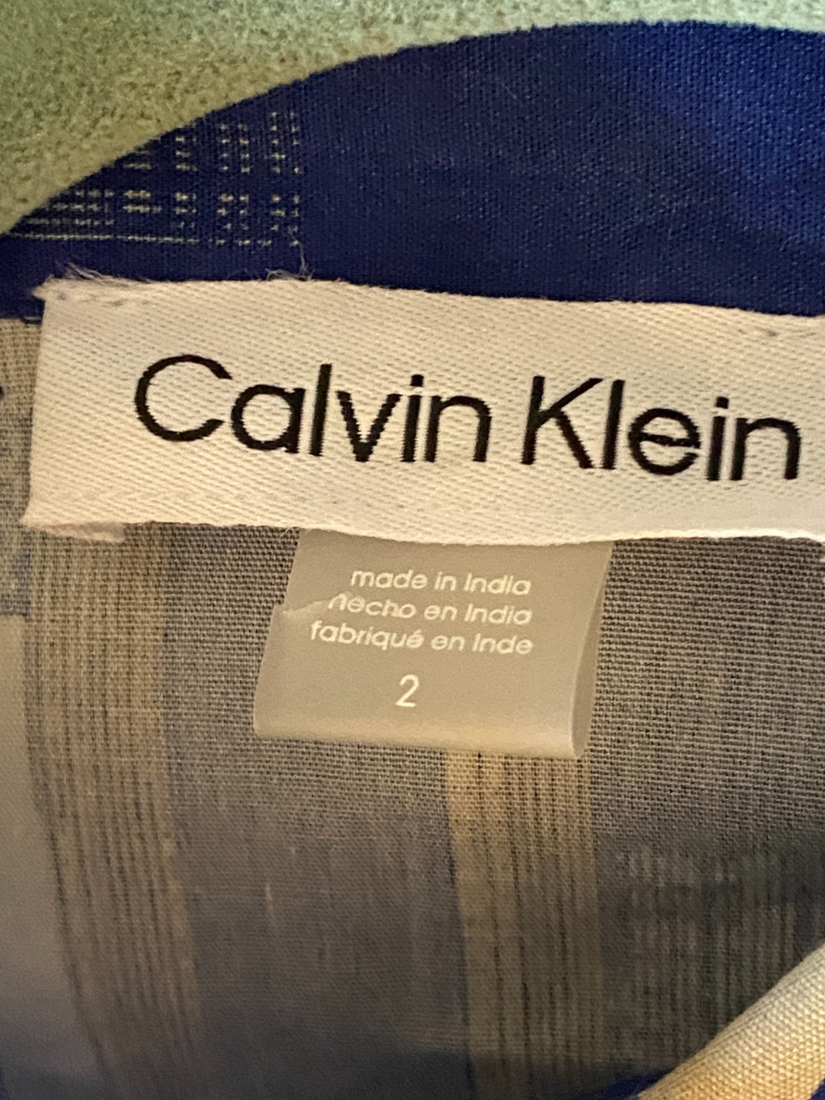 NWT Calvin Klein Cotton Short Sleeve Shirt Dress Belted size 2 Blue