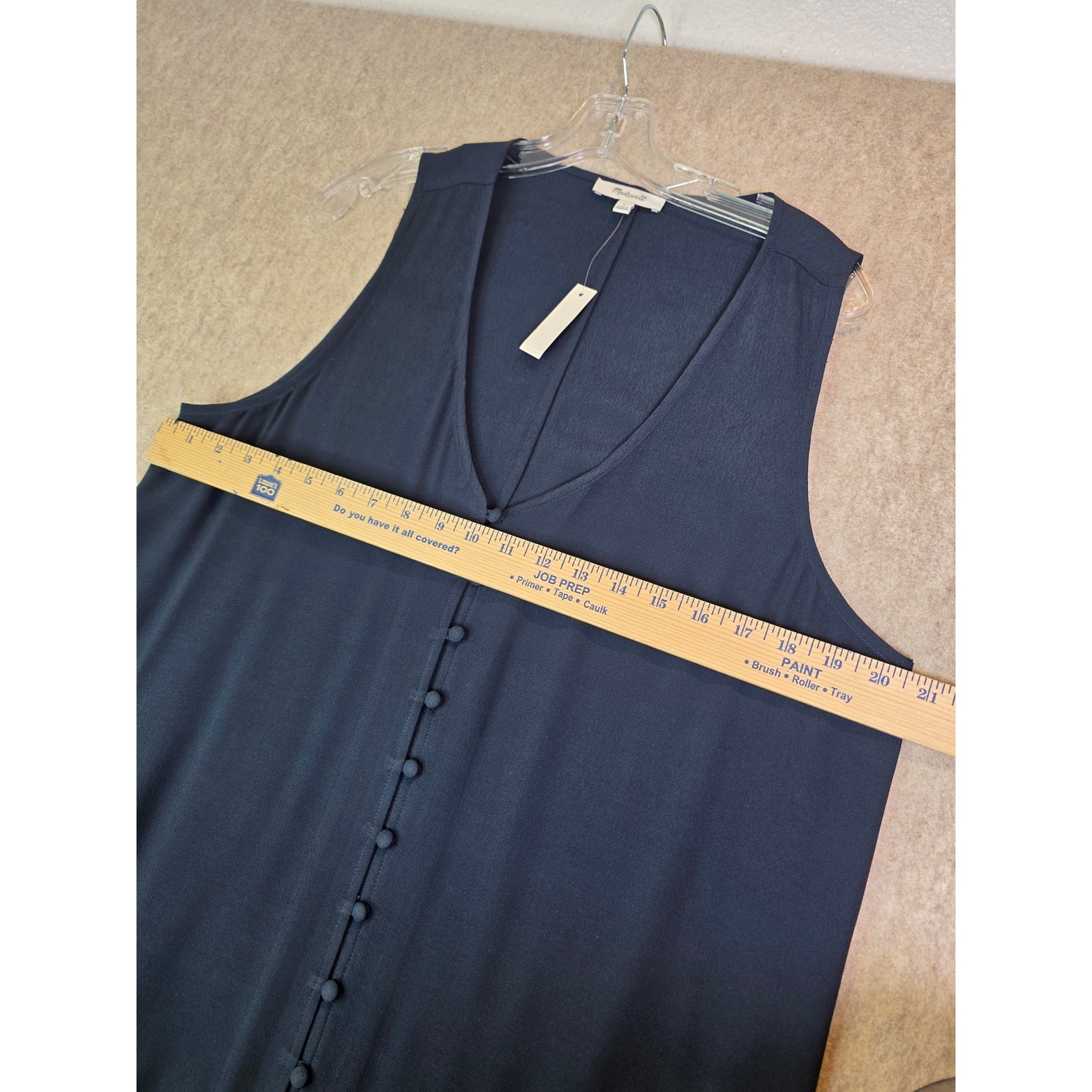 Madewell Button-Front Sleeveless Shift Tank Dress in Navy Blue – Size L (NWT)