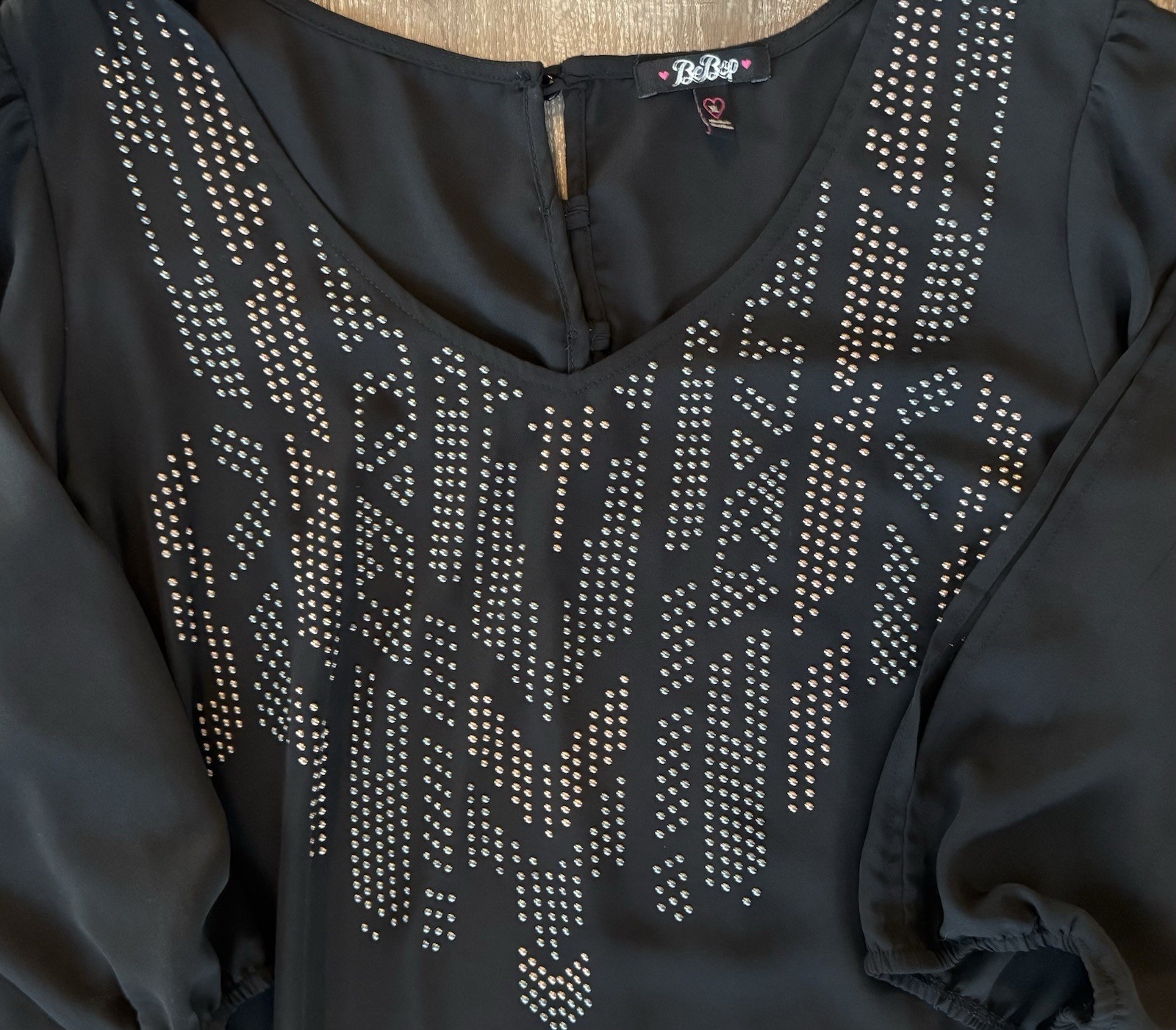 BeBop, Long Sleeve Dress With Silver And Rose Gold Studded Detailing, Size XL