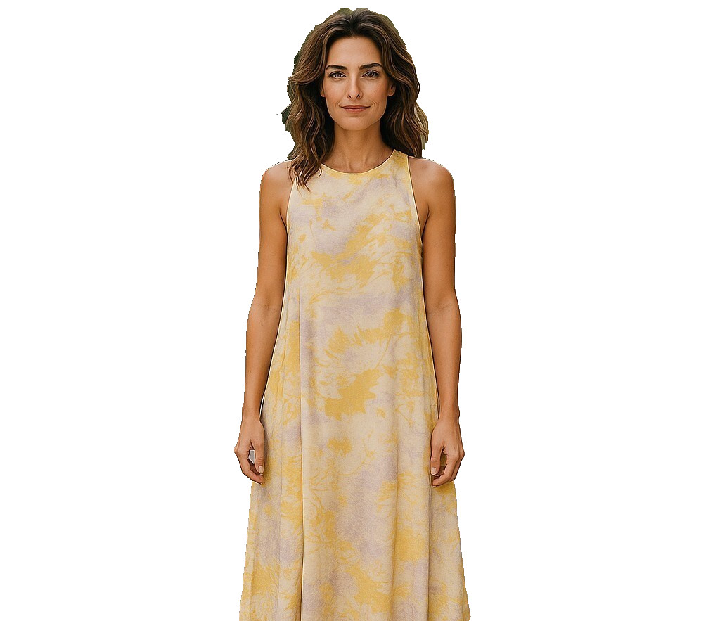 NWT VILA Maxi Dress M Yellow White Floral Halter Open Tie Back Lined Summer