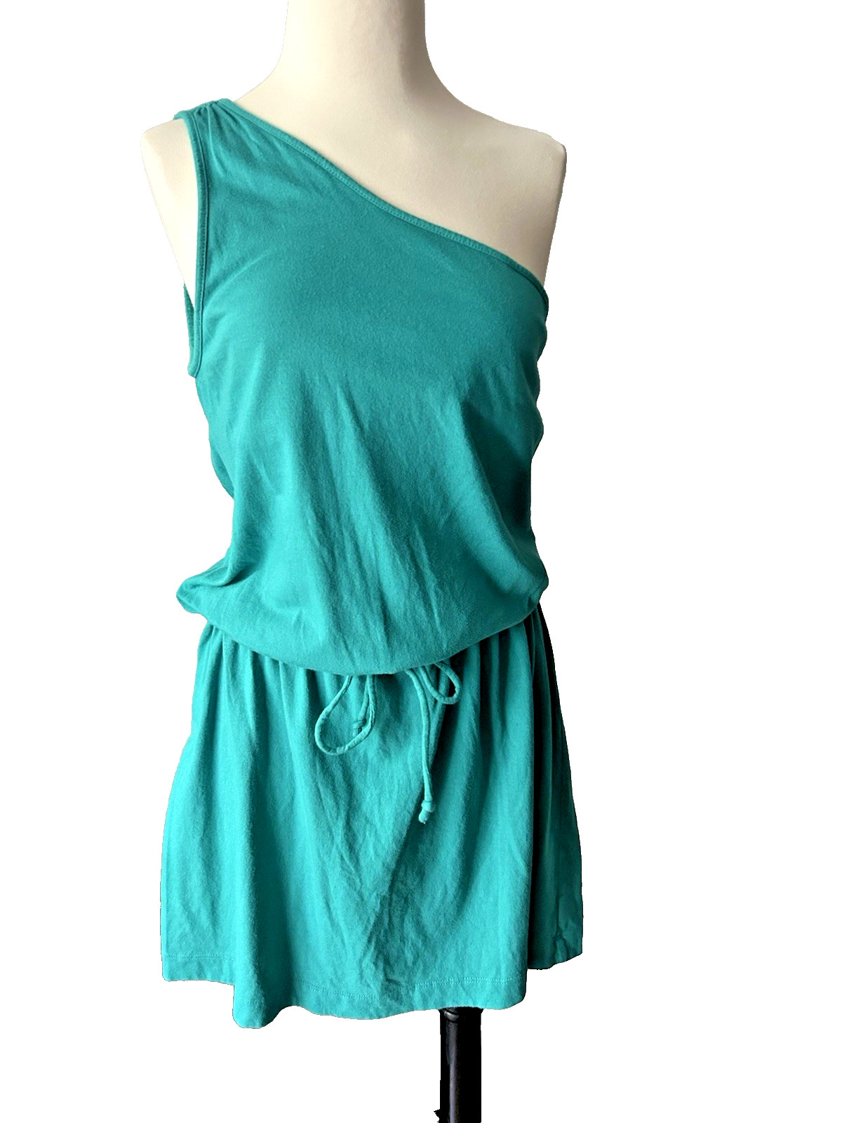GAP Women’s One Shoulder Stretch Cotton Blend Dress Teal Size Medium