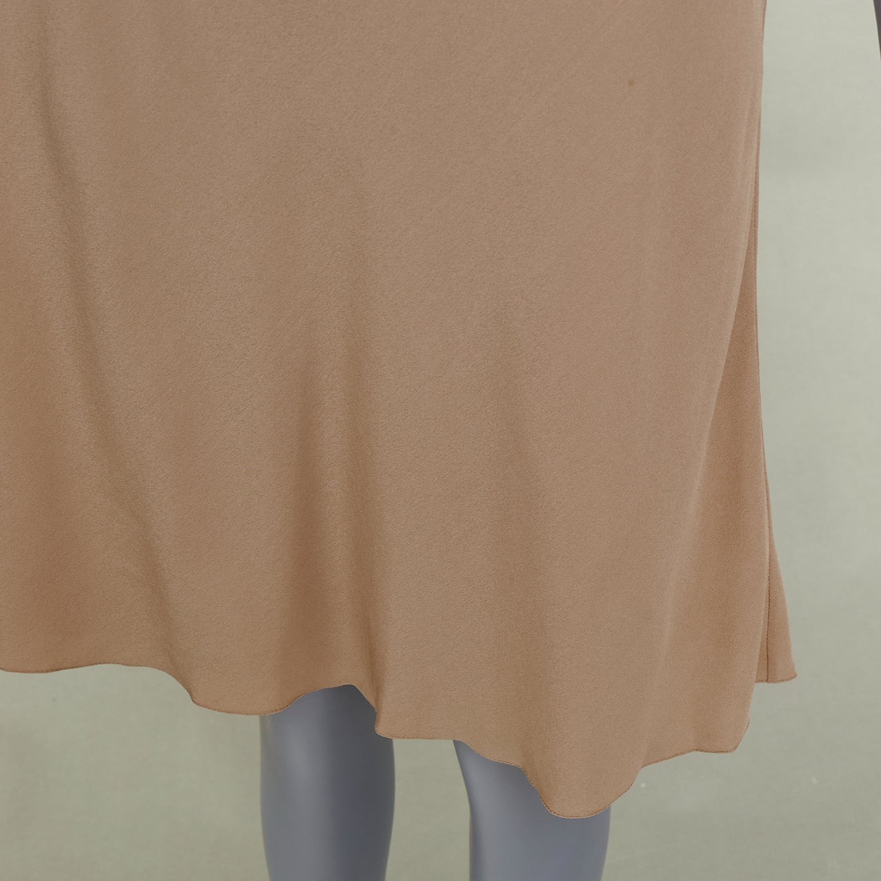 HERMES 100% silk nude spaghetti strap plunging mini slip lining dress FR40 L