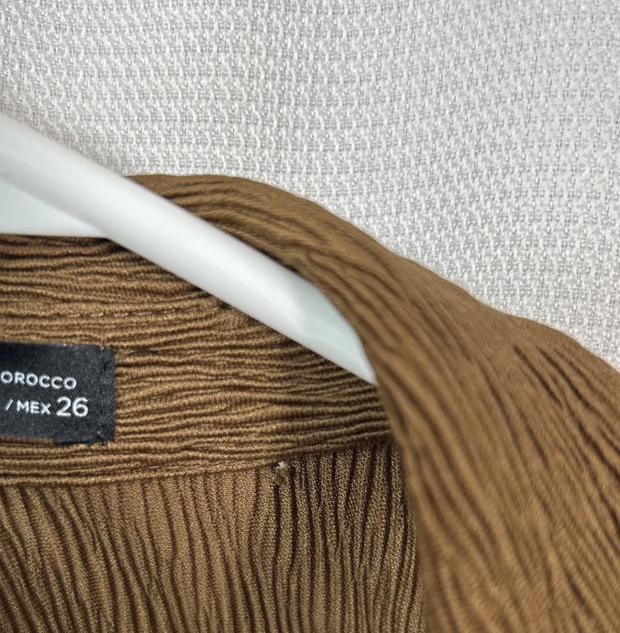 Pull & Bear Dress Brown Bodycon Button Up Textured Collar Long Sleeve Mini Small