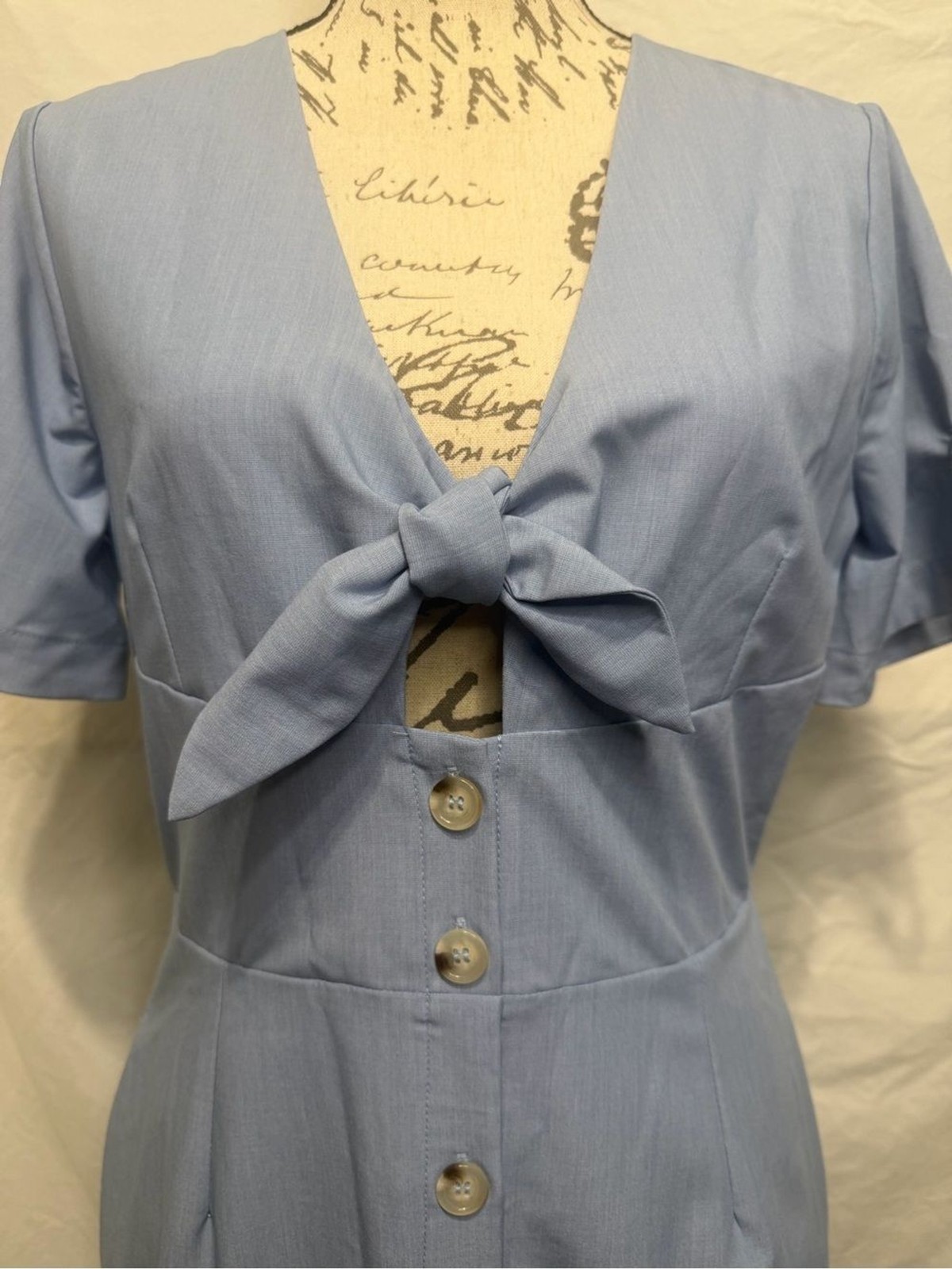 Lost + Wander Powder Blue Tie-Front Midi Dress Size M NWT