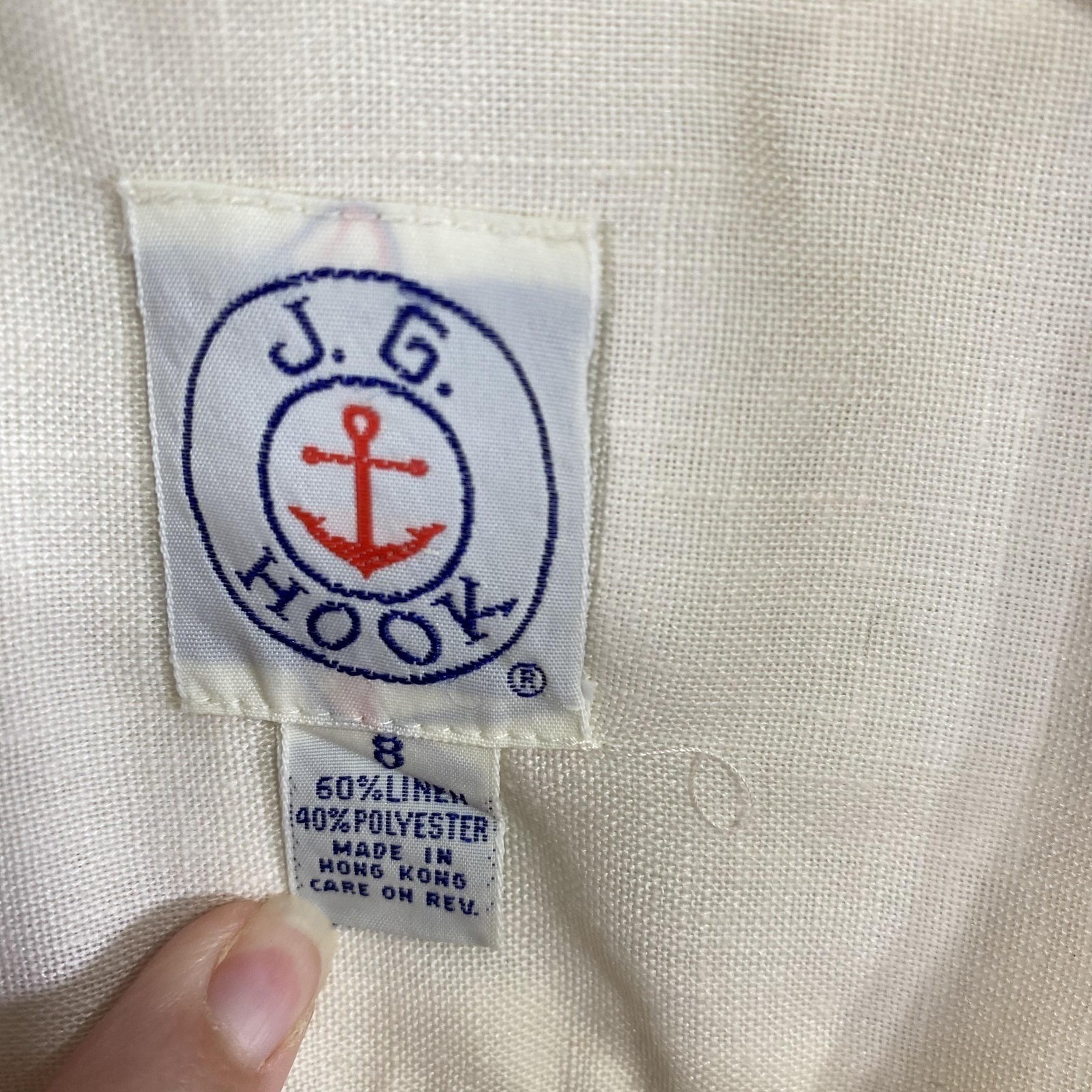 Vintage JG Hook Dress Womens 8 Linen Blend Button Front Puff Sleeve Midi 80s