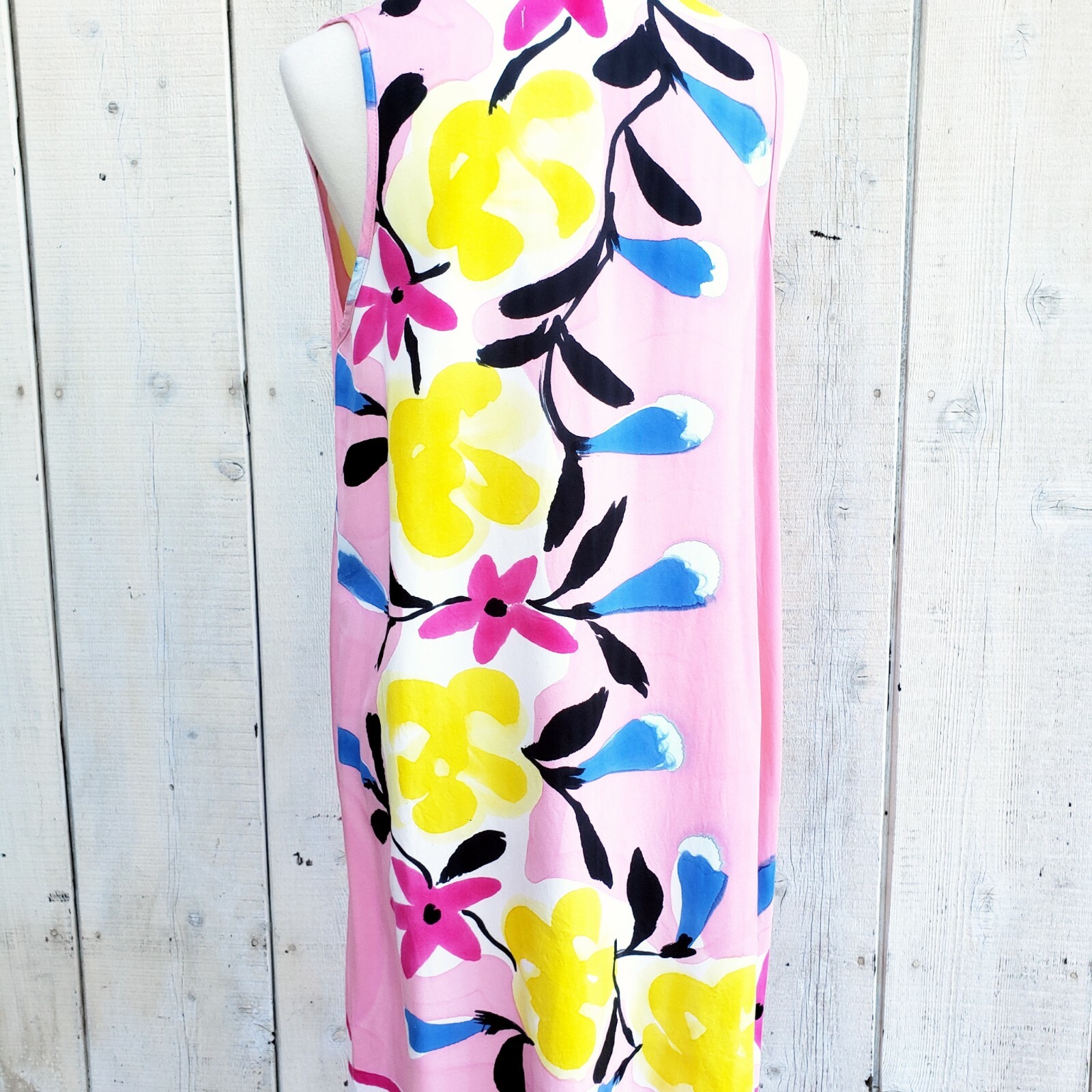 Yodyoko Designer Hand Painted Art to Wear Colorful Graphic Print Dress Size L
