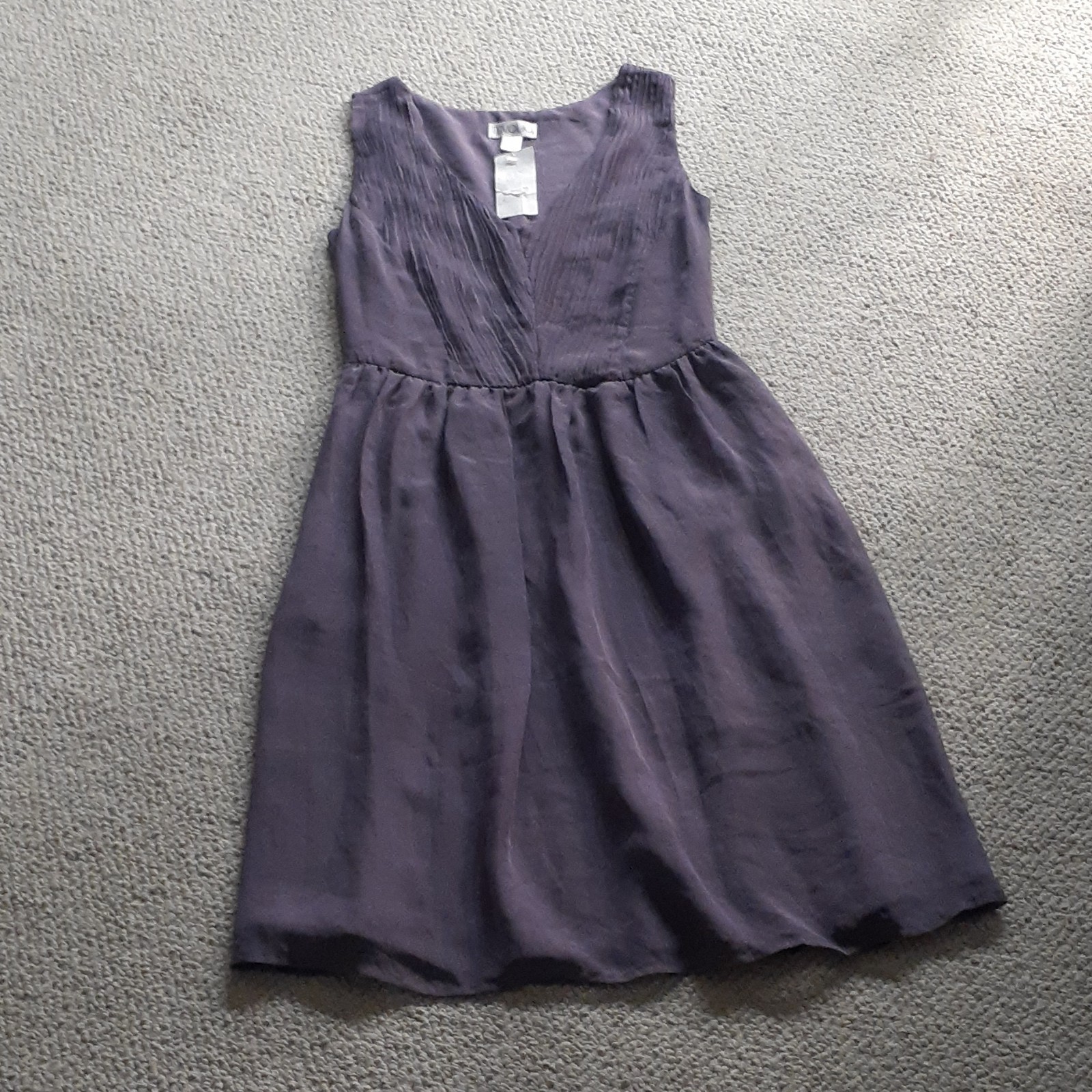 Tevolio purple chiffon sleeveless dress size 6 with pockets lined side zipper