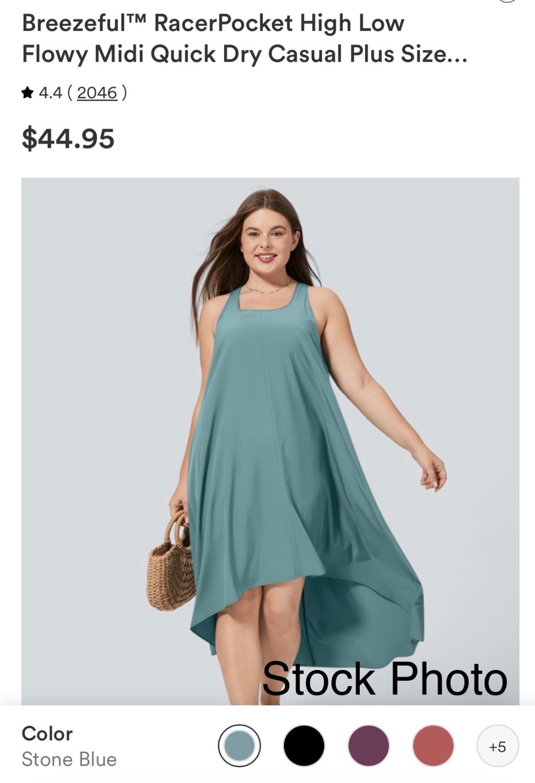 Halara Breezeful Racerback High Low Flowy Midi Dress Stone Blue, Flamingo, White