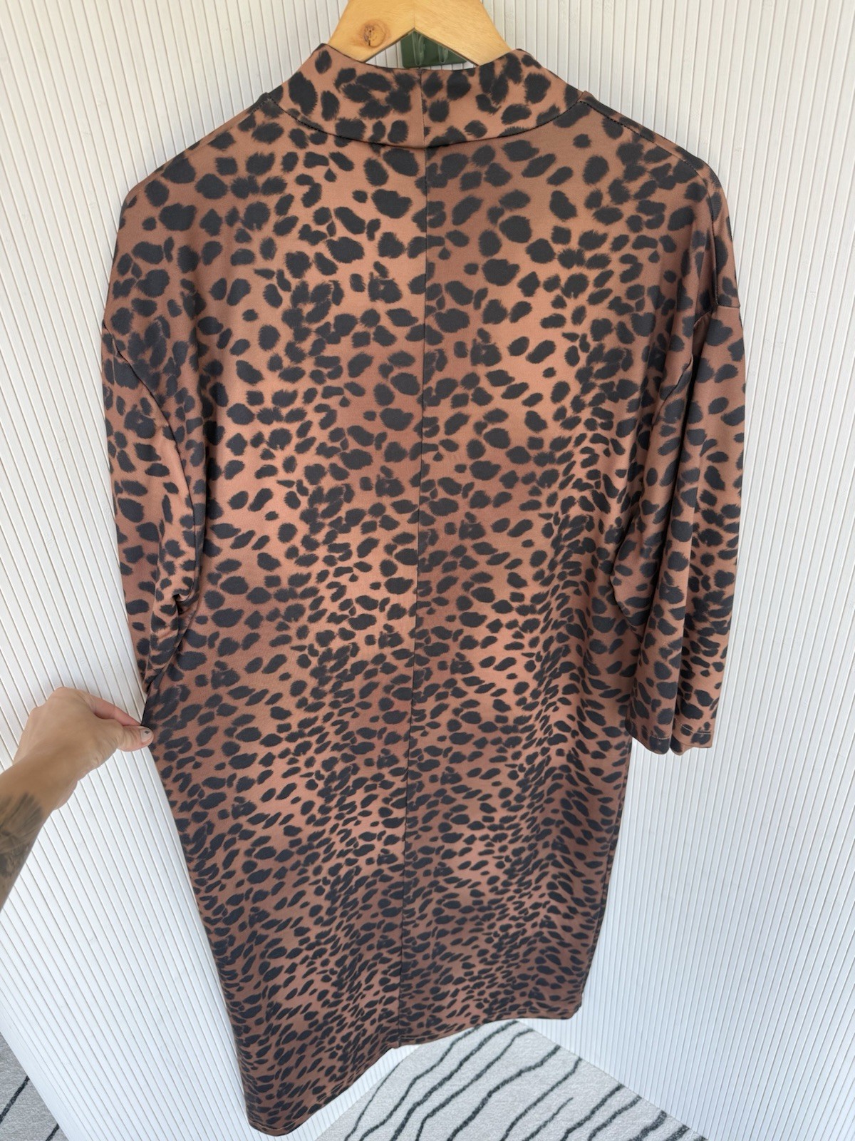 Zara Leopard Midi Dress Size Large Amber, Brown And Black – Good Condition