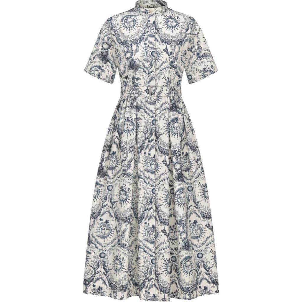 Christian Dior Navy Blue/Ecru Toile de Jouy Soleil Shirt Dress F 36/US 4