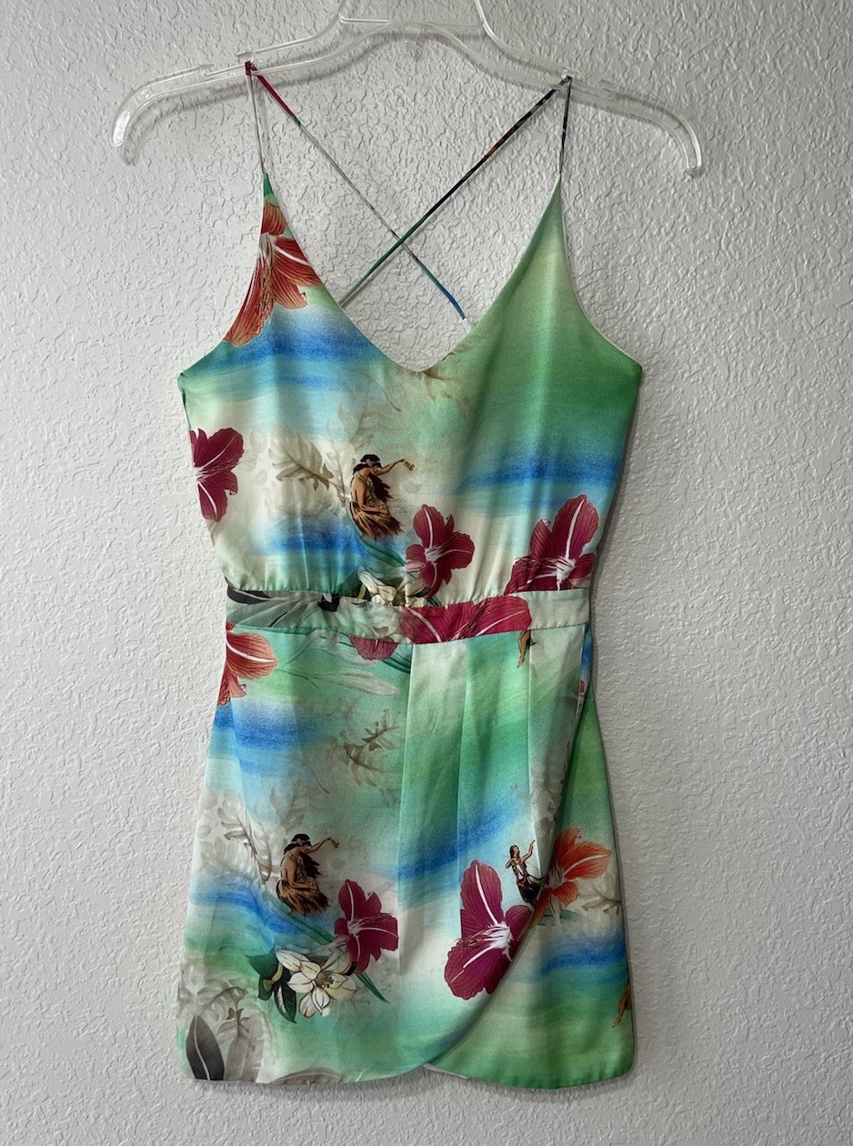 Farm Rio Brazil Dress Hawaii Raridade Design Strappy Knee Length Size S