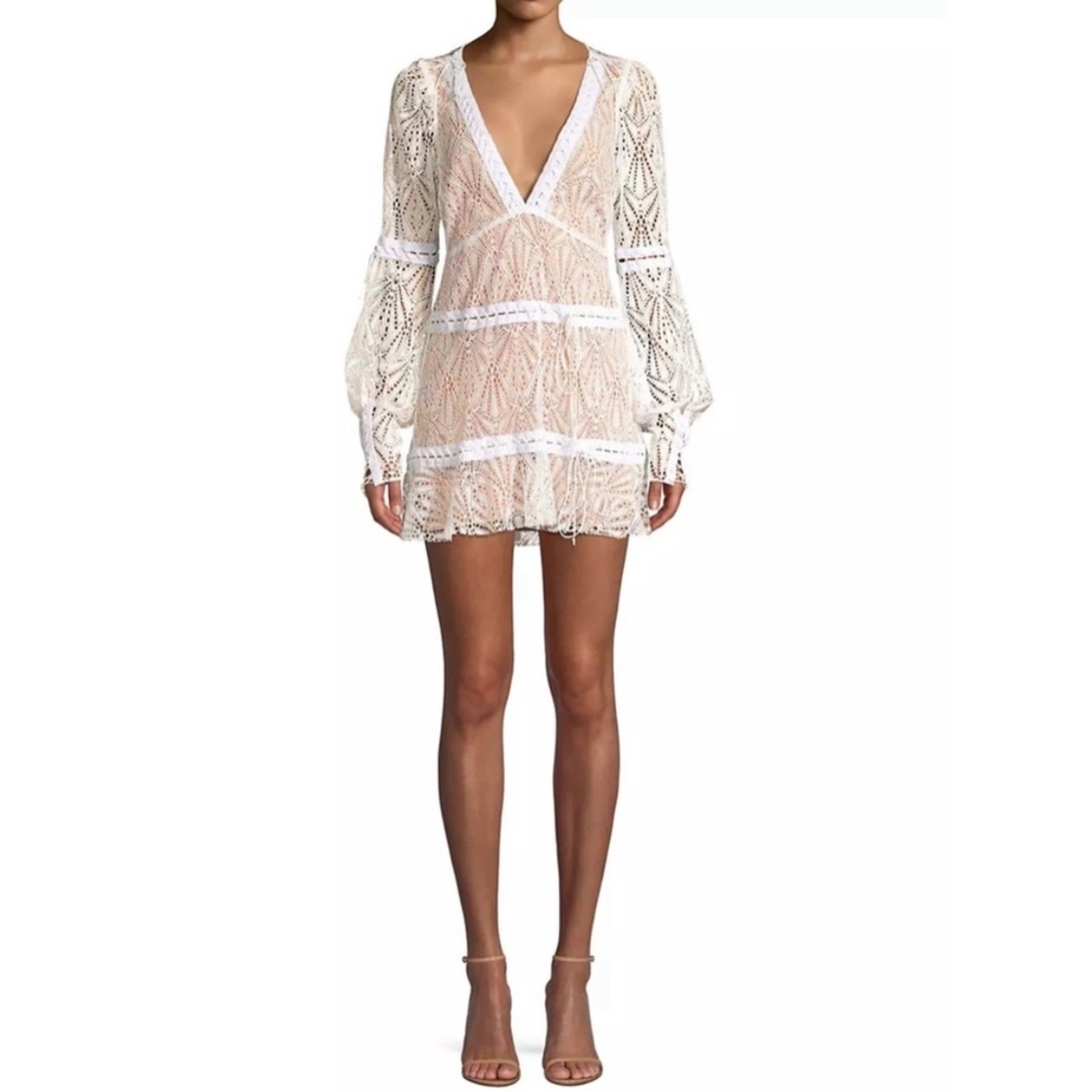 For Love & Lemons White Crochet Lace Dresw