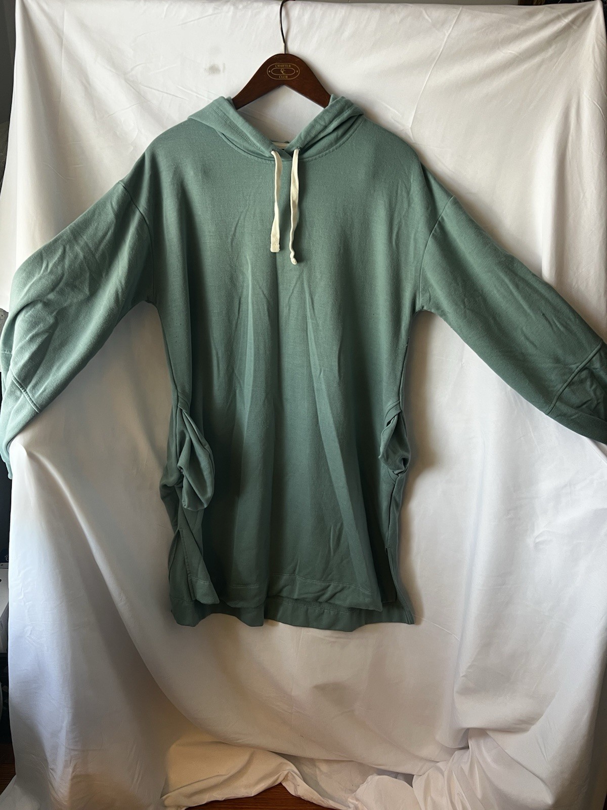 Koolaburra by UGG Fleece Hoodie Dress Oversized Balloon Sleeve Pockets Slit M