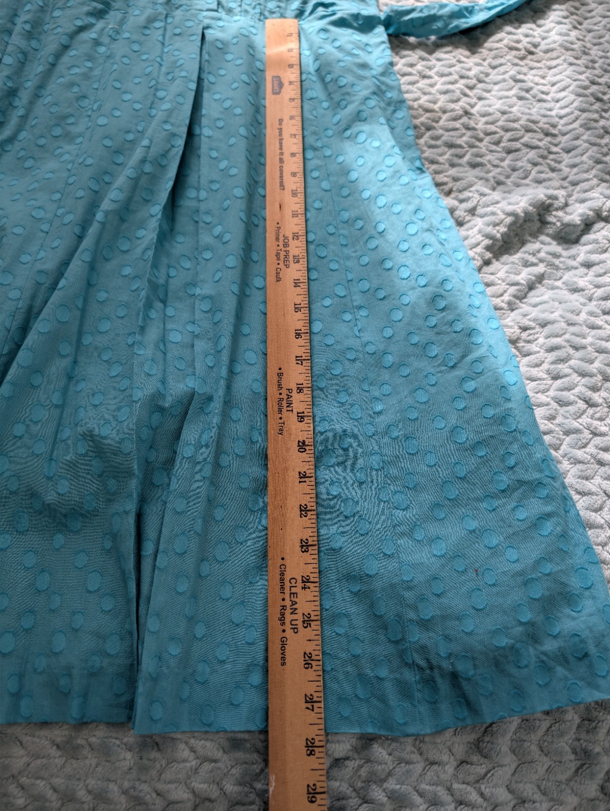 Jaclyn Smith Turquoise Blue Polka Dot Sleeveless Shirtdress Belted Pleated