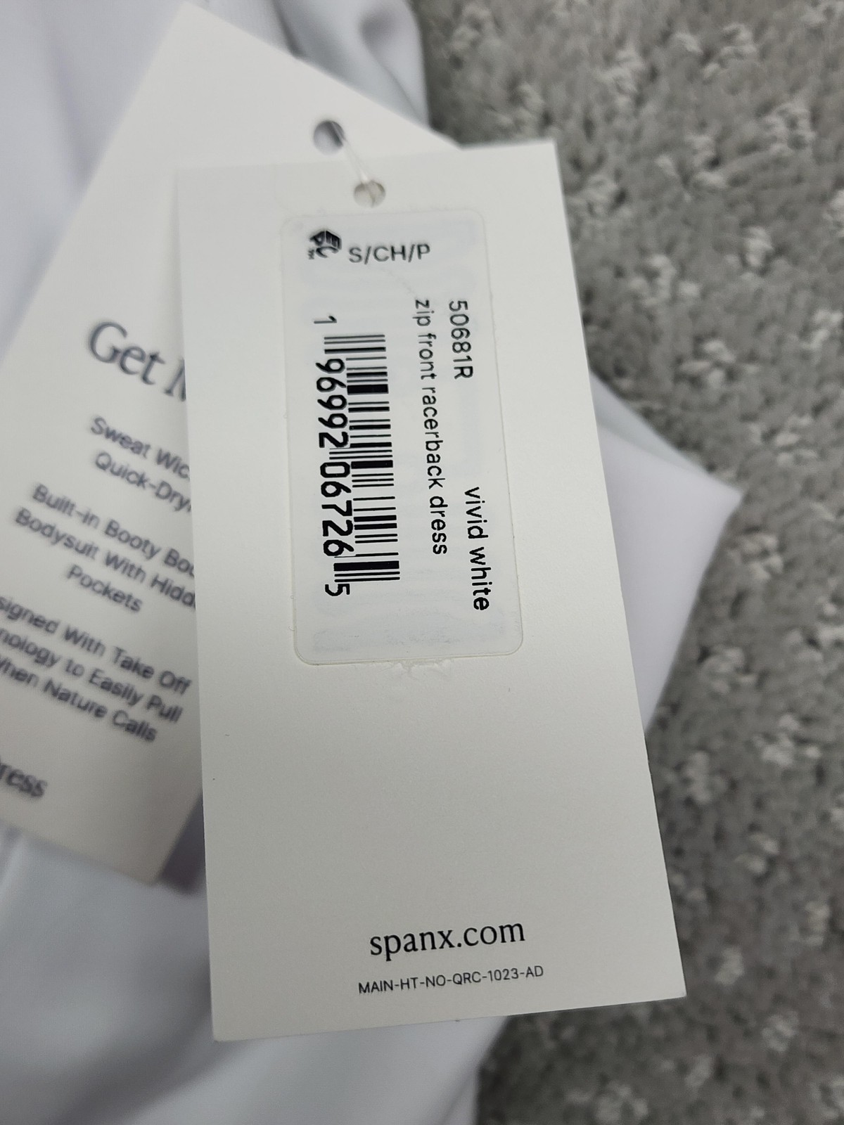 Spanx Dress Womens Small White Zip Front Racerback Built In Shorts Pockets