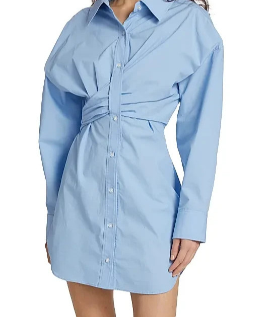 Alexander Wang Cross Front Shirt Dress Blue Size 2 NWOT