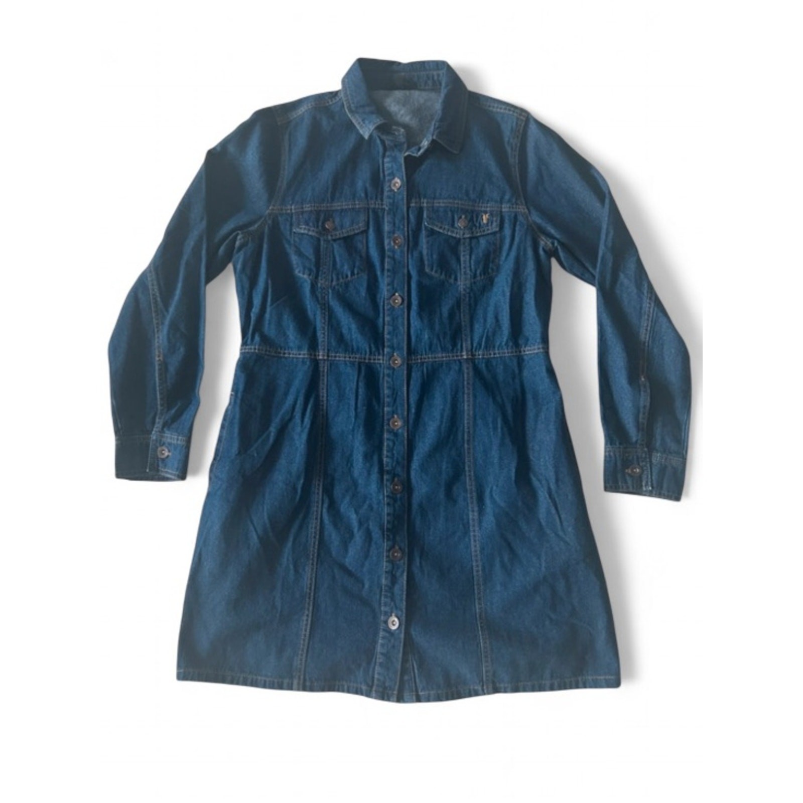Frye 100% Cotton Denim Mini Dress, classic western-inspired, button front size L