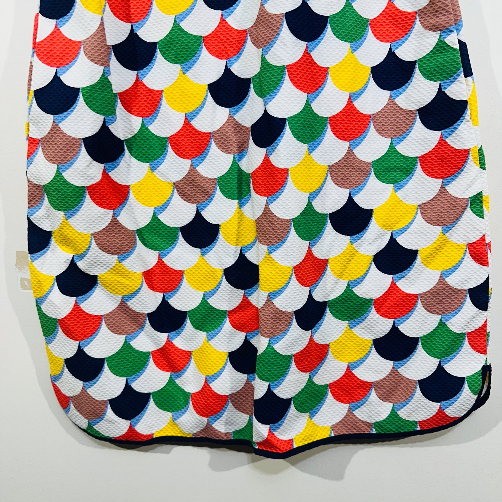 Boden Shift Dress UK 14L Scallop Red Blue Green Yellow White Textured