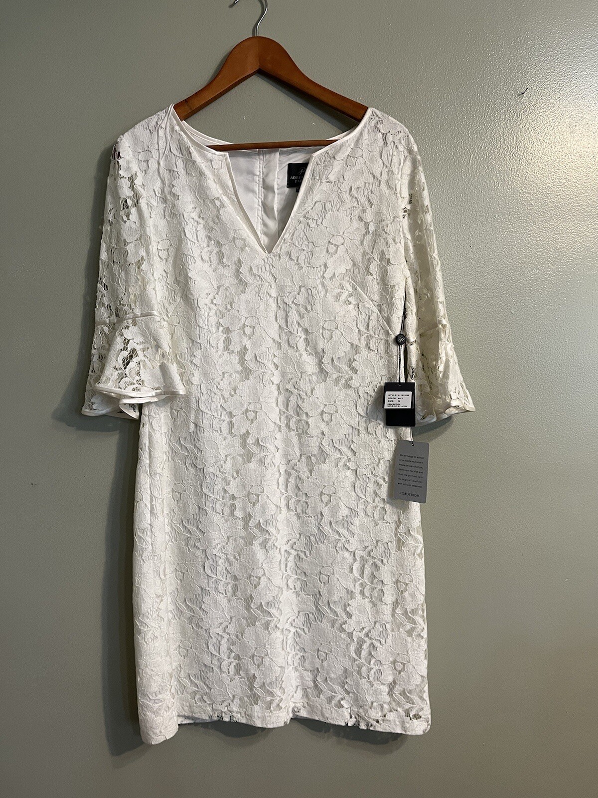 Adrianna Papek Womens Lace Ruffled Cuff Sleeve Cocktail Dress Ivory Sz 10 NWT