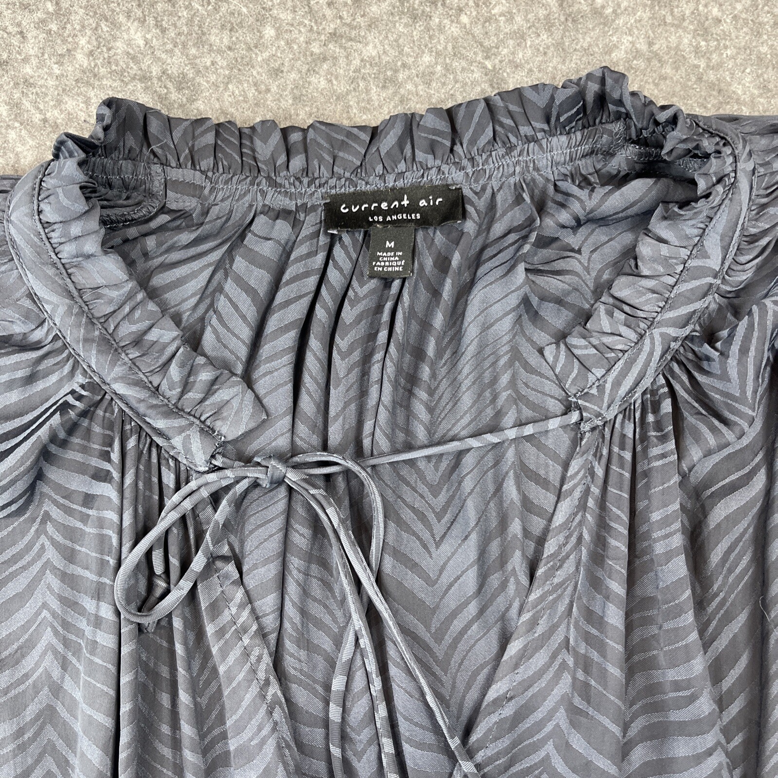 Current Air Tiered Mini Dress Long Sleeves Medium Blue Pleated
