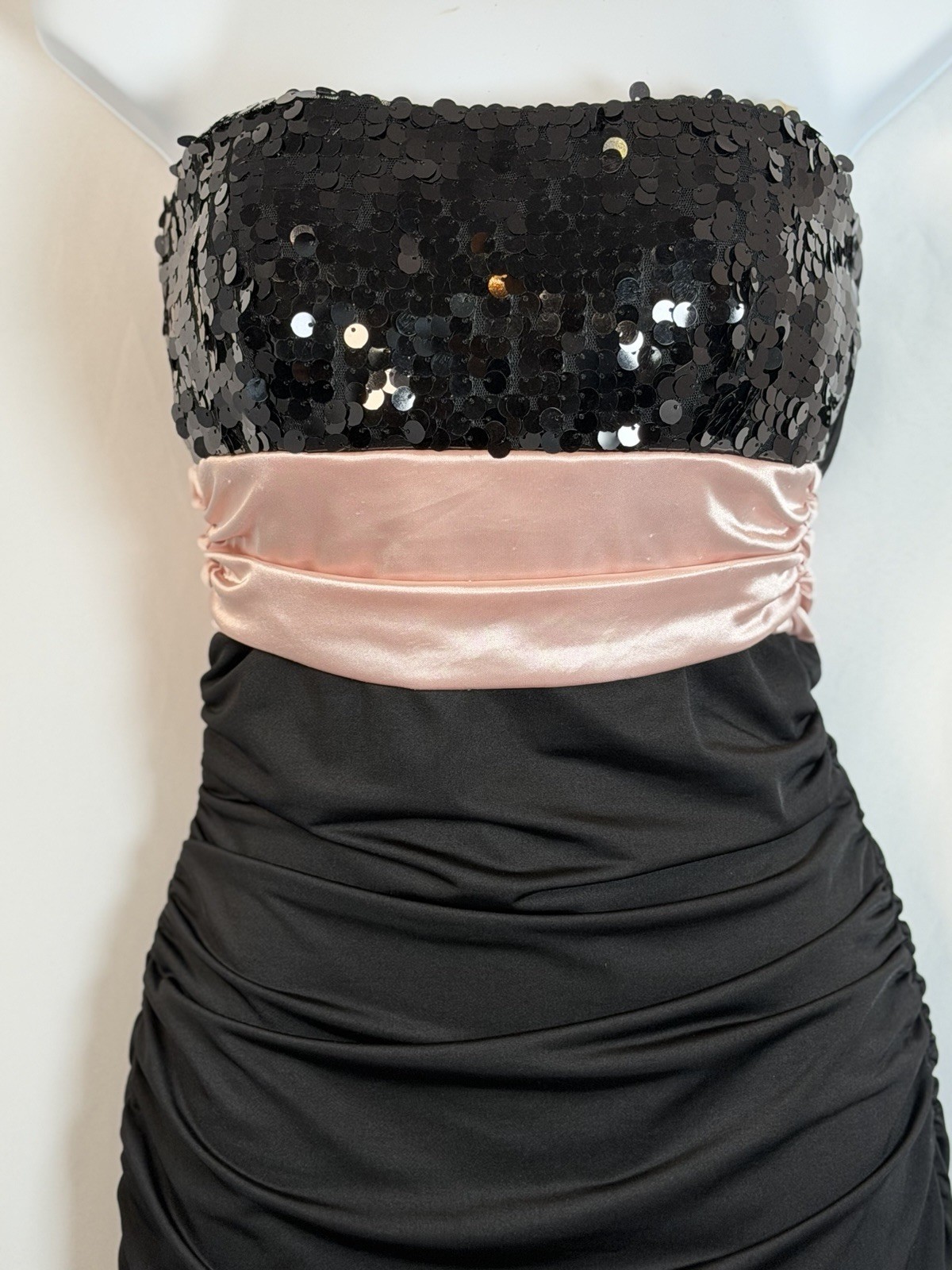 Speechless Strapless Sequin Ruched Cocktail Dress Black Pink Women’s Medium